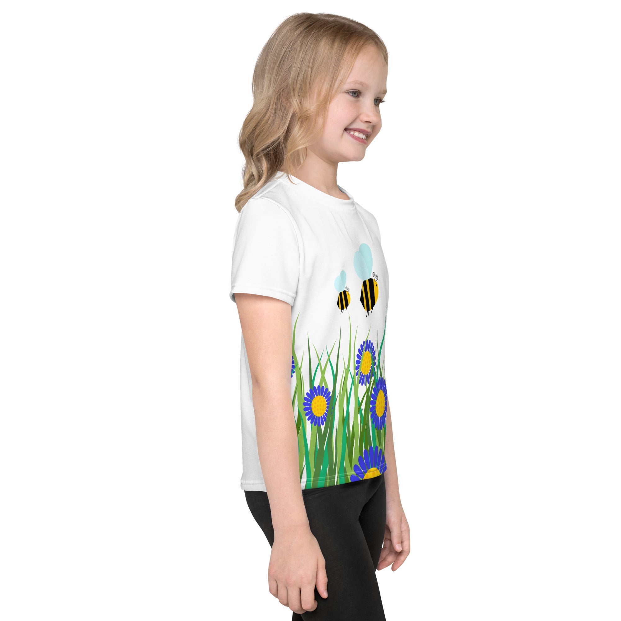 Kids crew neck t-shirt-Beetiful Flower Garden II White
