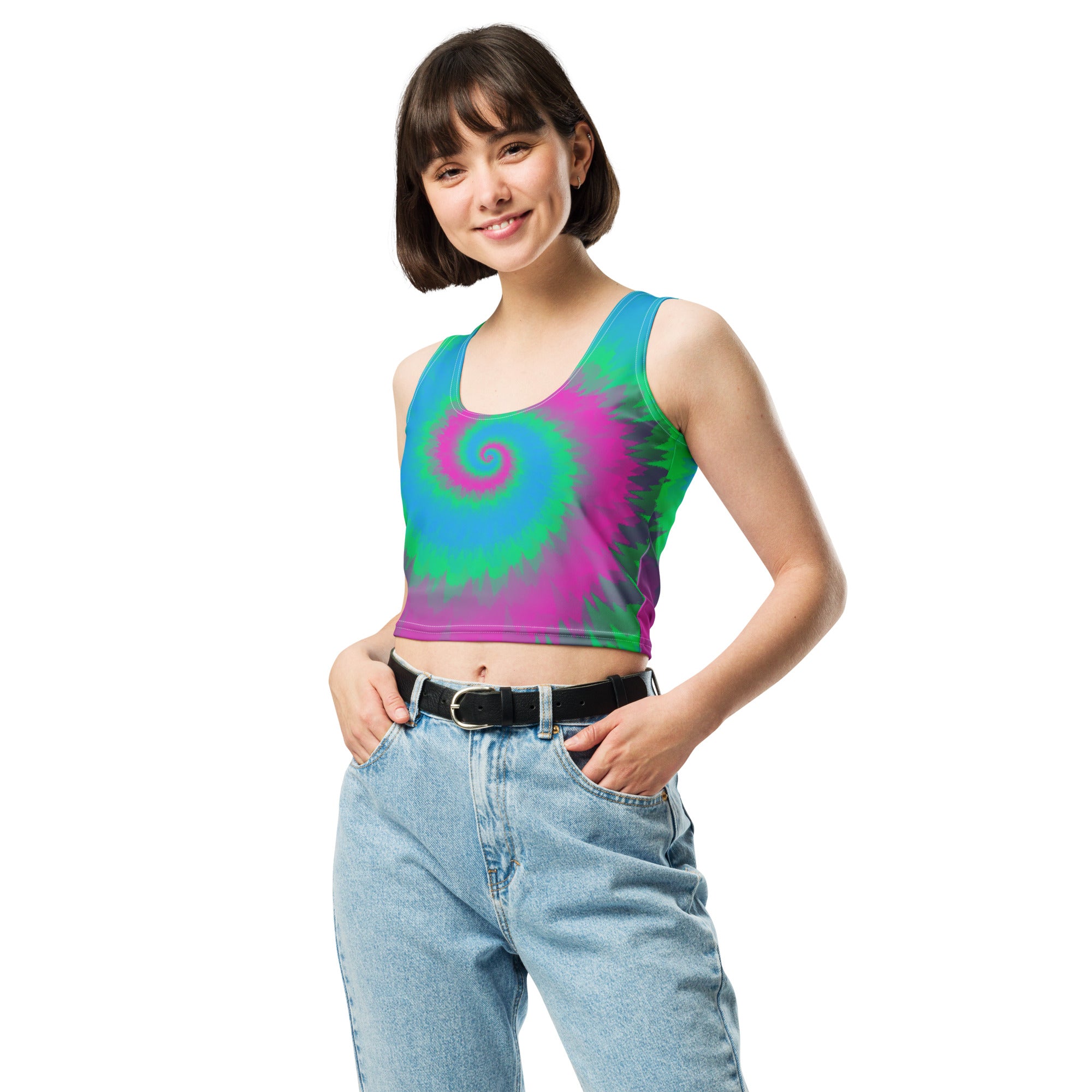 Crop Top-Tie Dye Spiral - Polysexual