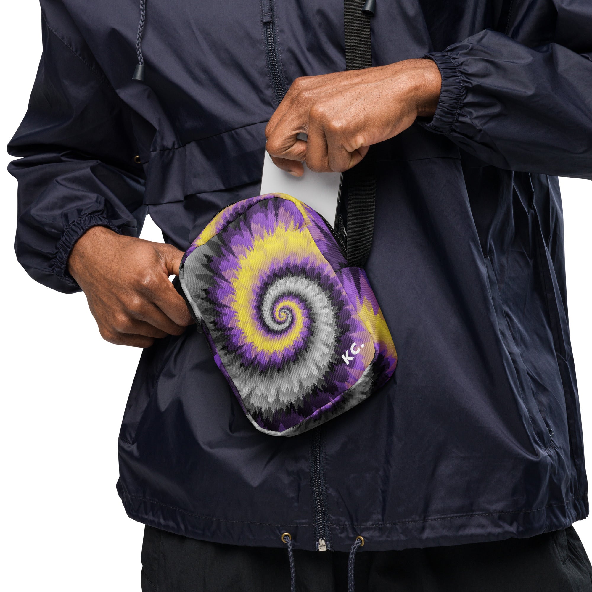 Utility crossbody bag-Tie Dye Spiral - Nonbinary