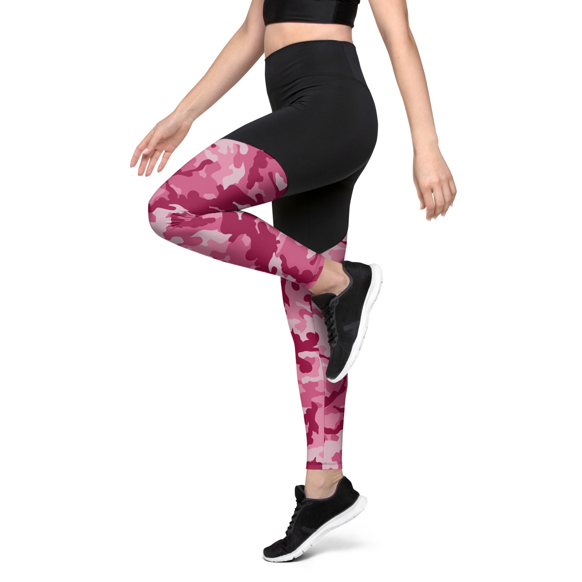 Sports Leggings- Camo Dark Pink