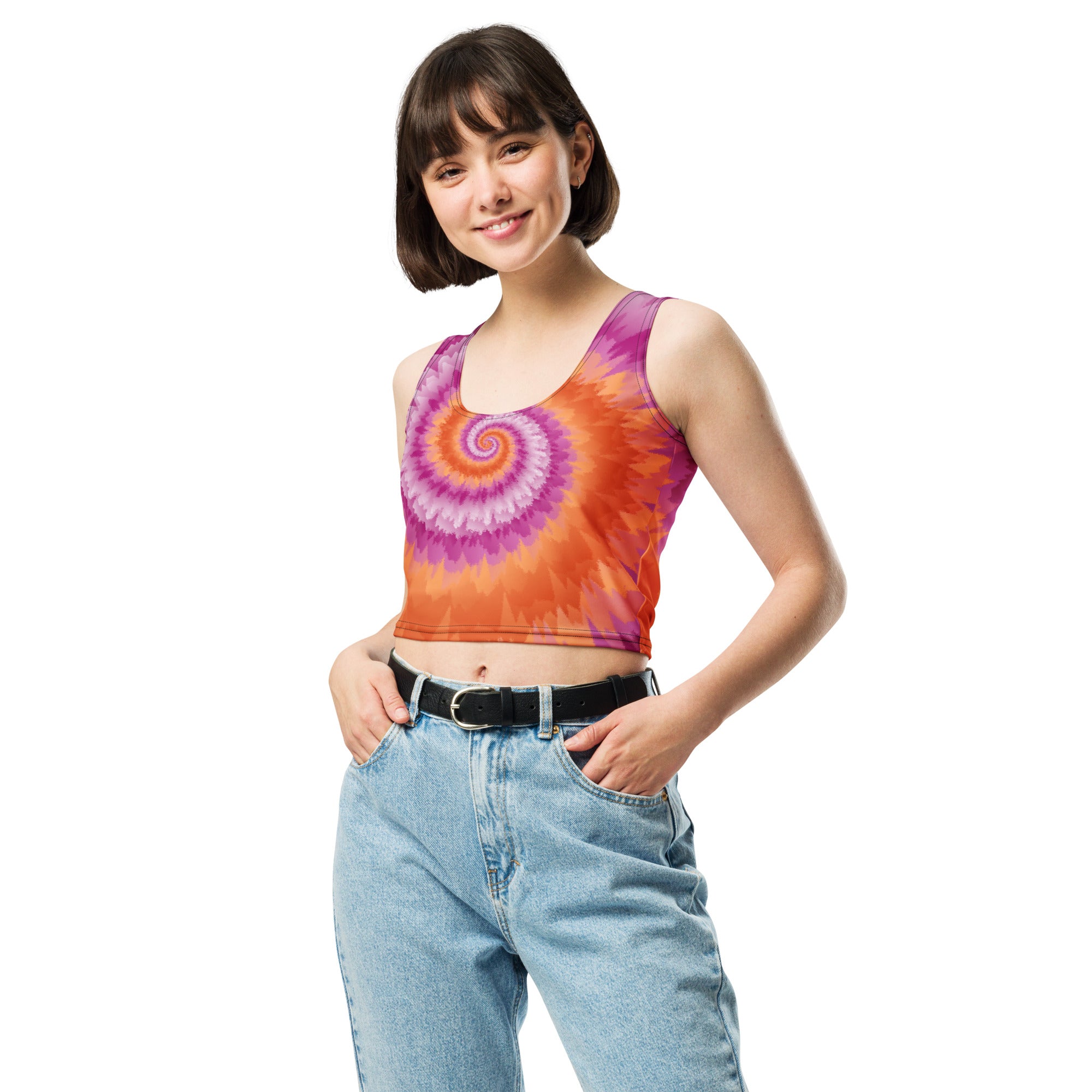 Crop Top-Tie Dye Spiral - Lesbian