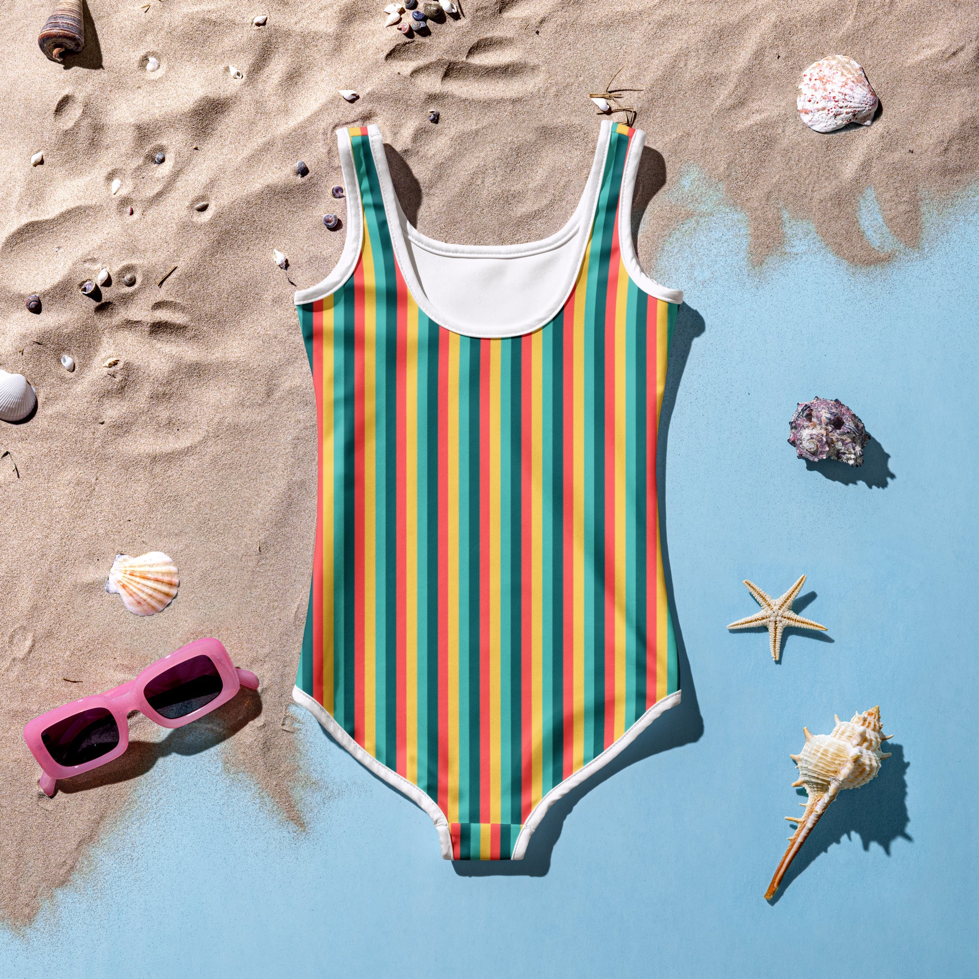 Colorful Striped Kids Swimsuit X