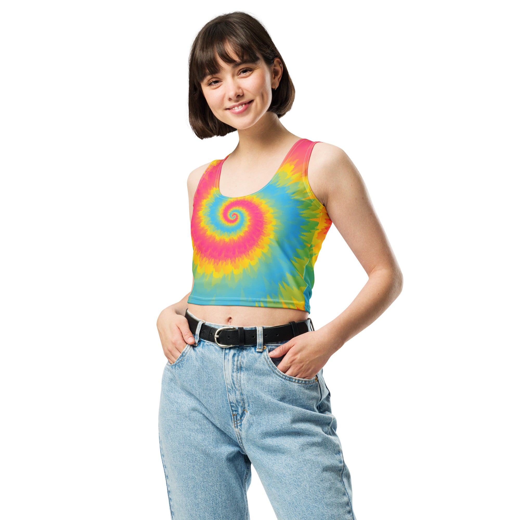 Crop Top-Tie Dye Spiral - Pansexual