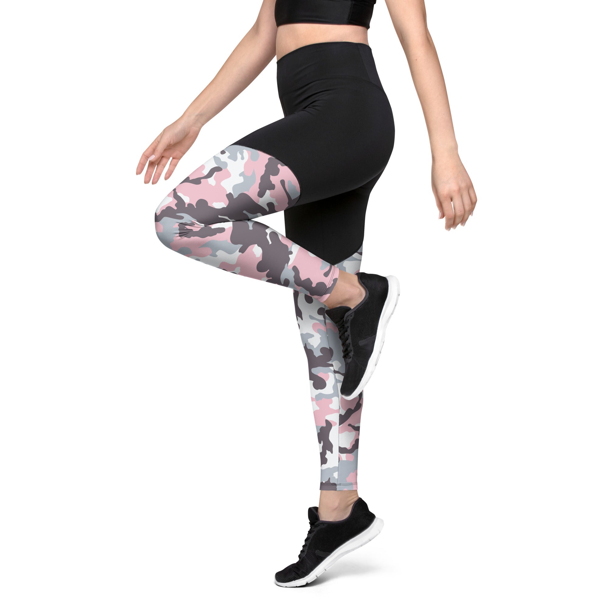 Sports Leggings- Camo Light Pink