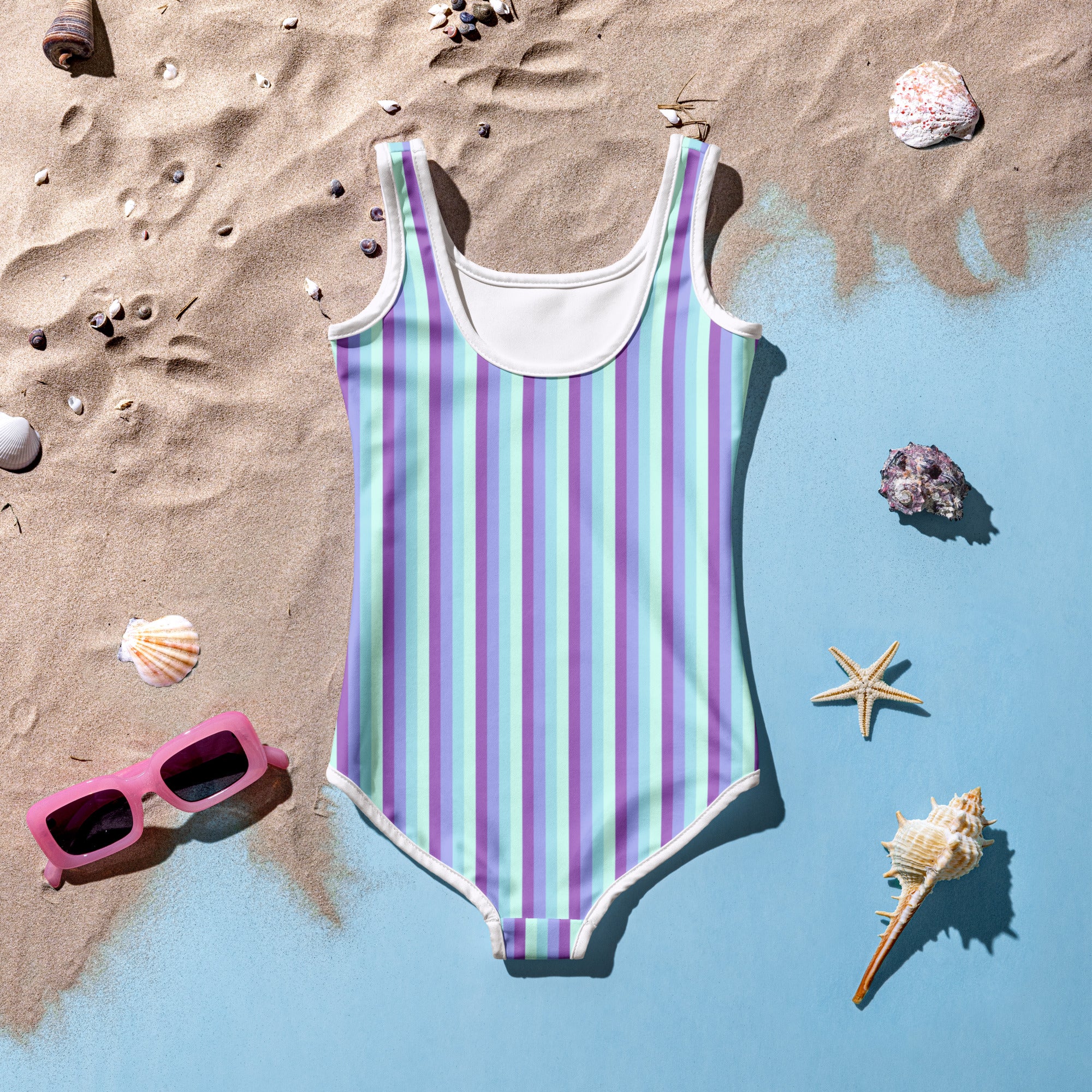 Colorful Striped Kids Swimsuit IX