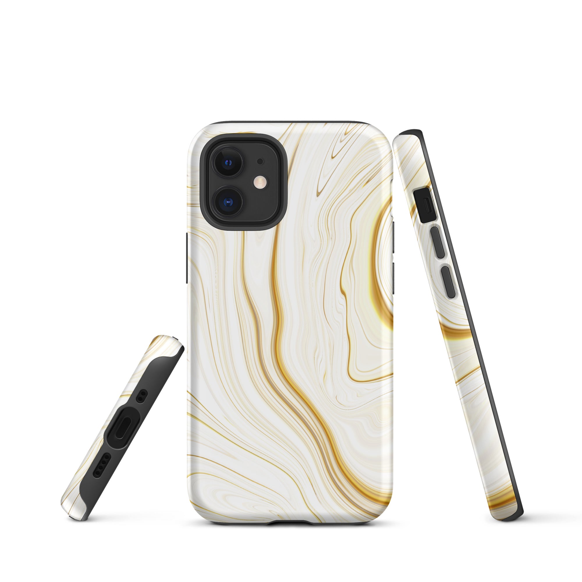 Tough Case for iPhone®- Liquid Gold Marble White