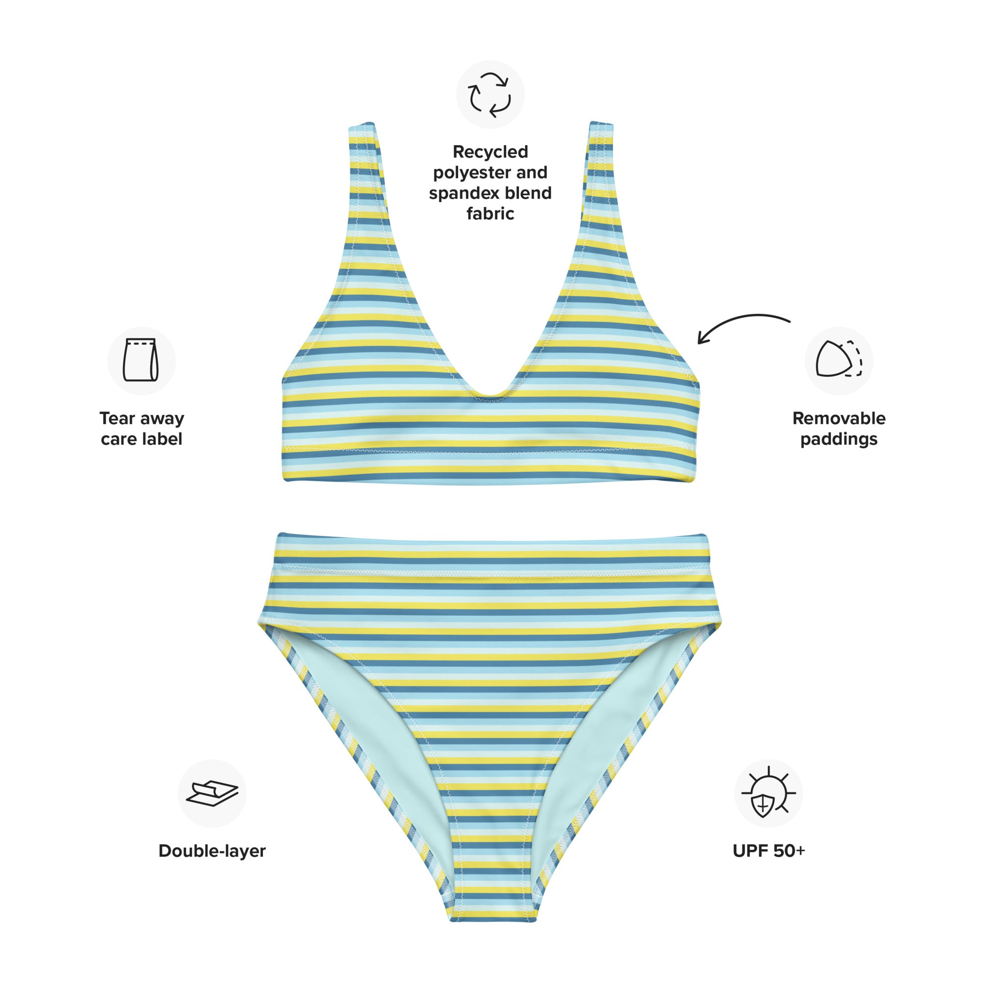 Recycled High-Waisted Colorful Striped Bikini I