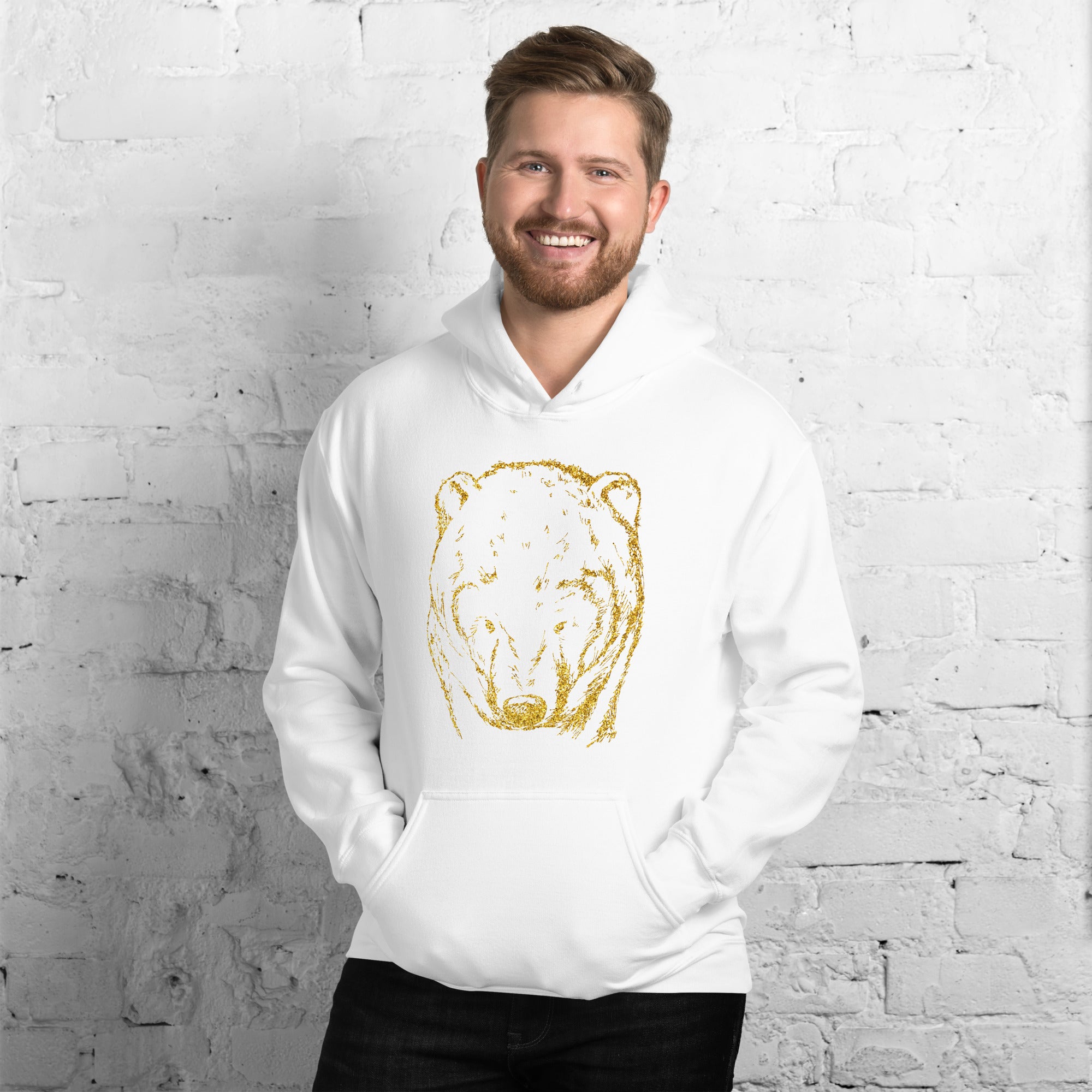 Unisex Hoodie- Bear Gold Print