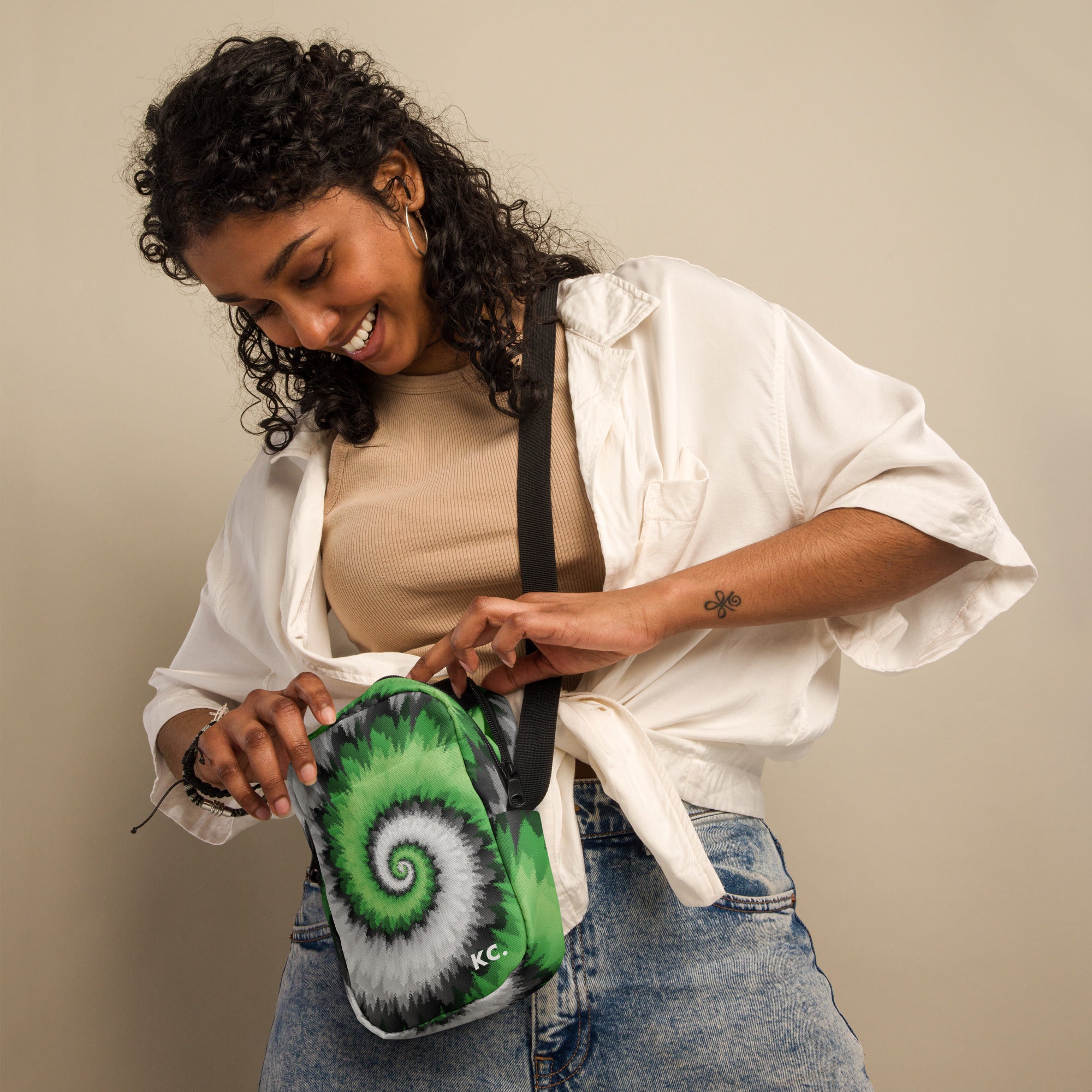 Utility crossbody bag-Tie Dye Spiral - Aromantic