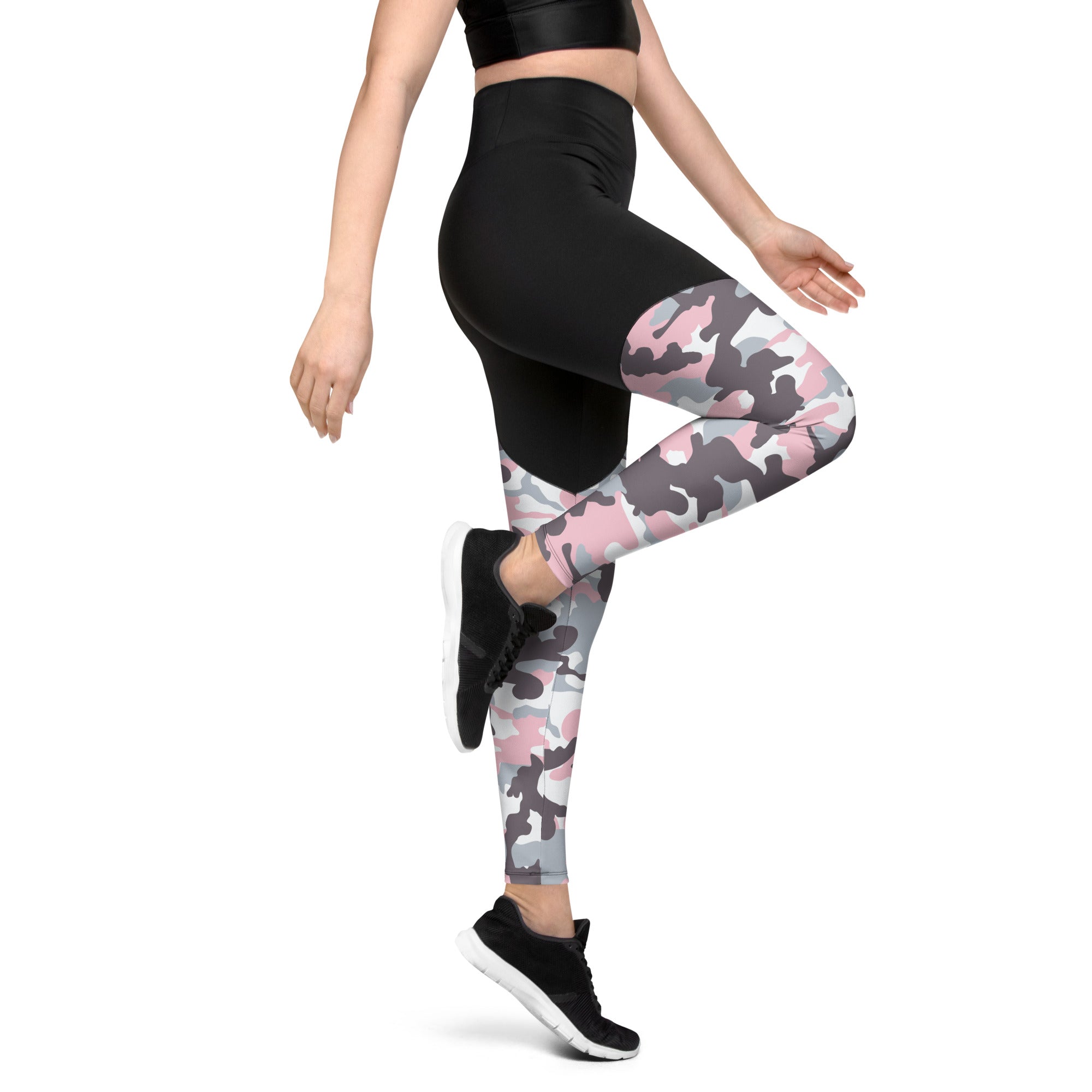 Sports Leggings- Camo Light Pink