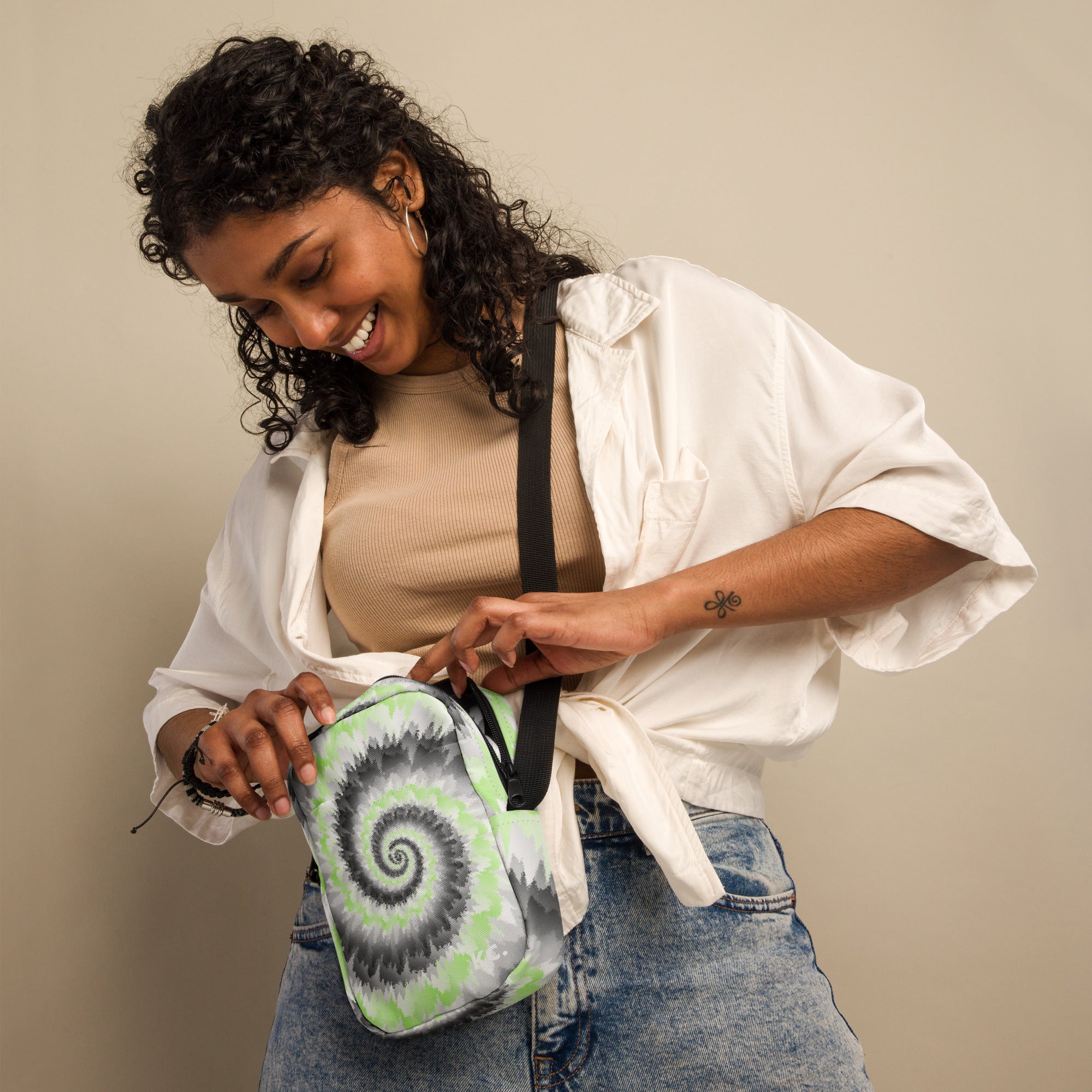 Utility crossbody bag-Tie Dye Spiral - Agender