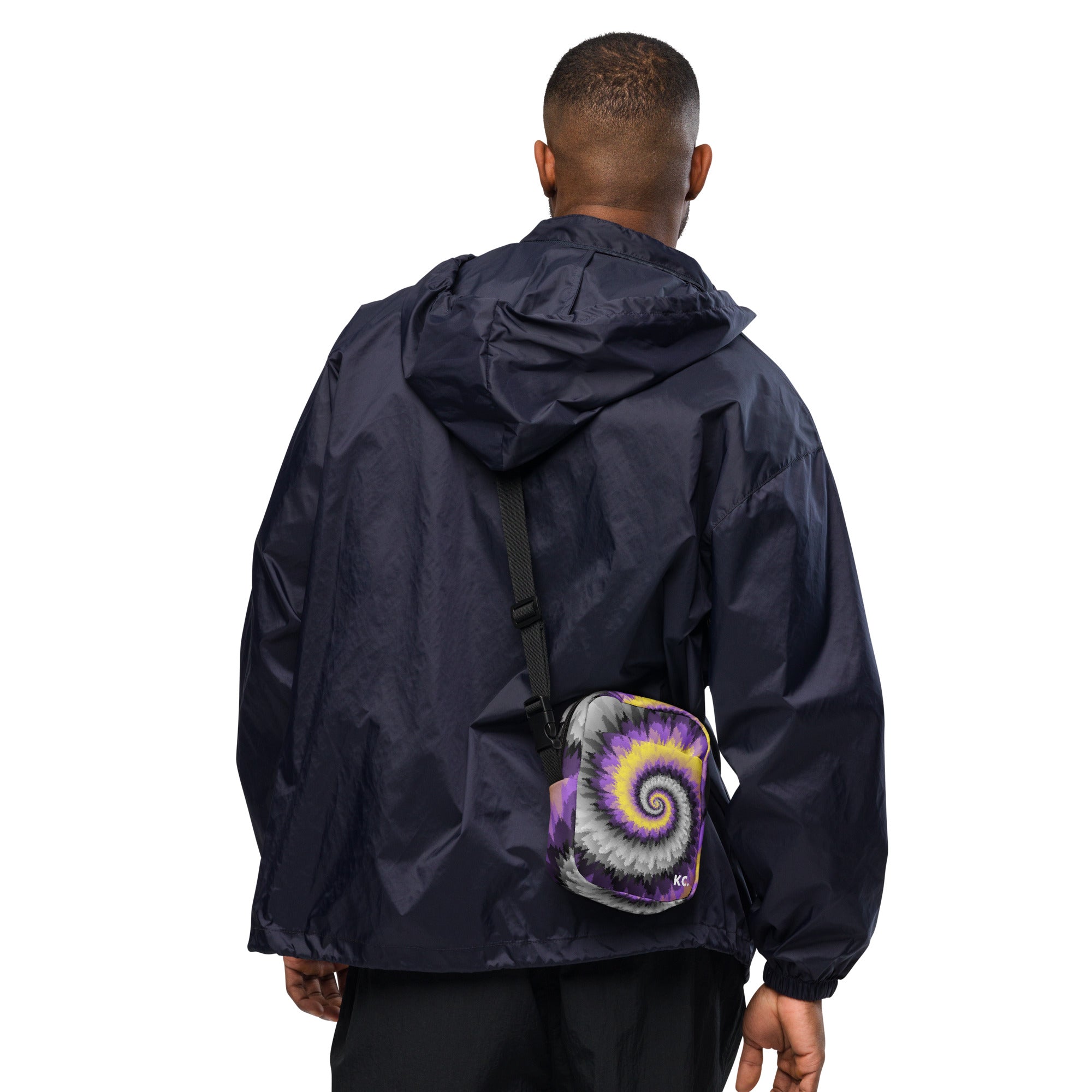 Utility crossbody bag-Tie Dye Spiral - Nonbinary