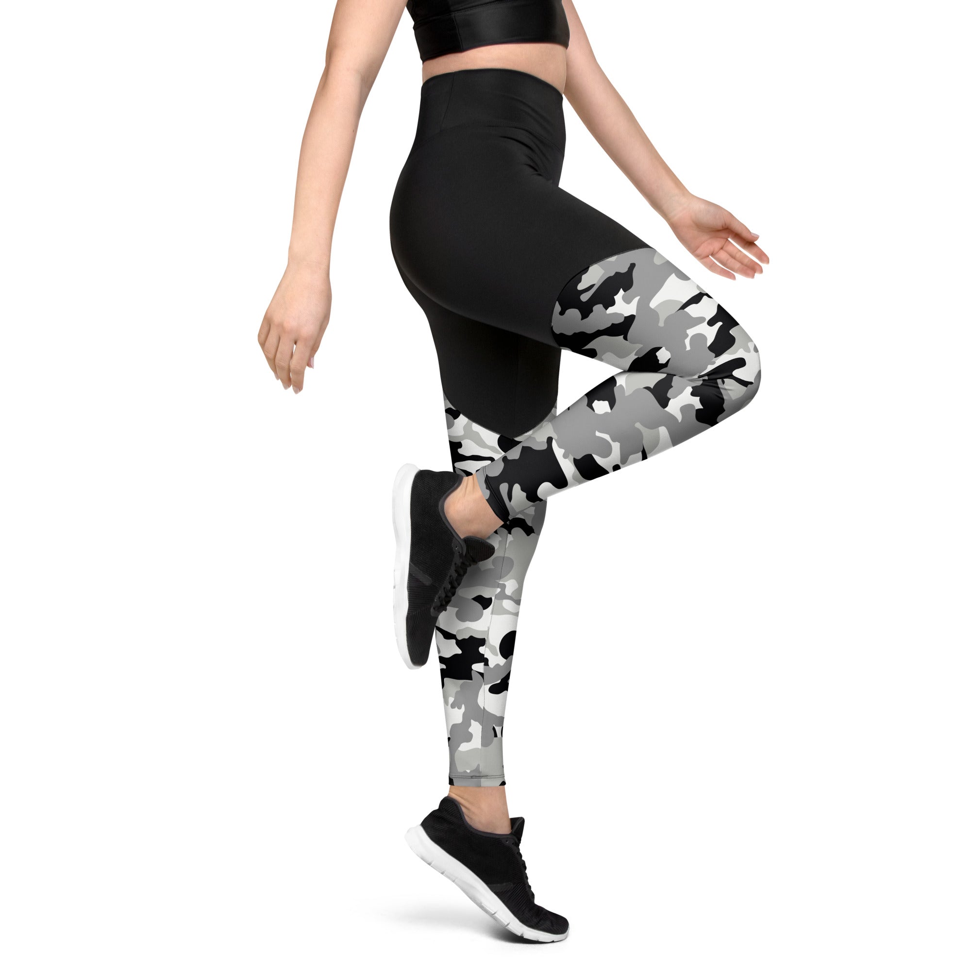 Sports Leggings- Camo Black