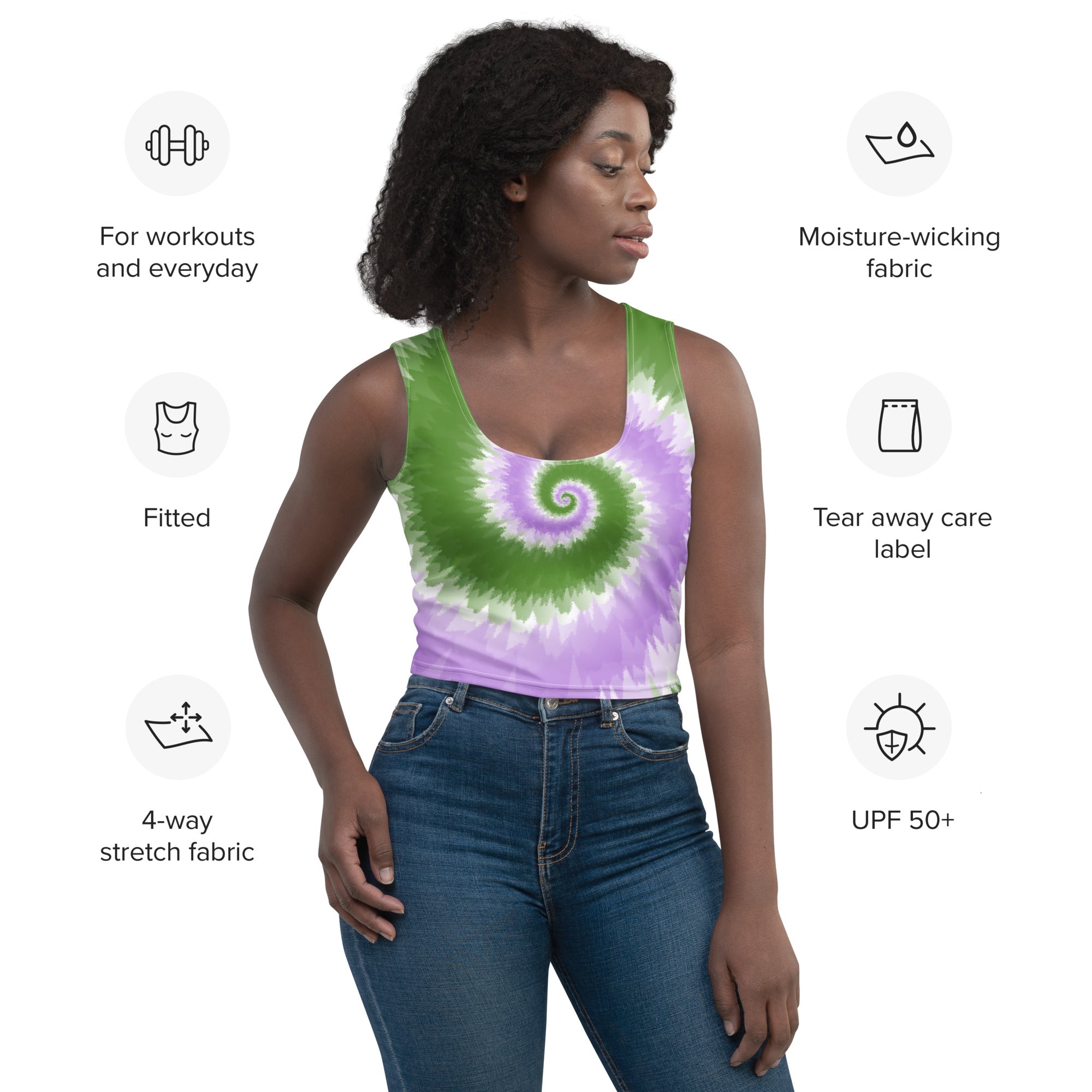 Crop Top-Tie Dye Spiral - Genderqueer