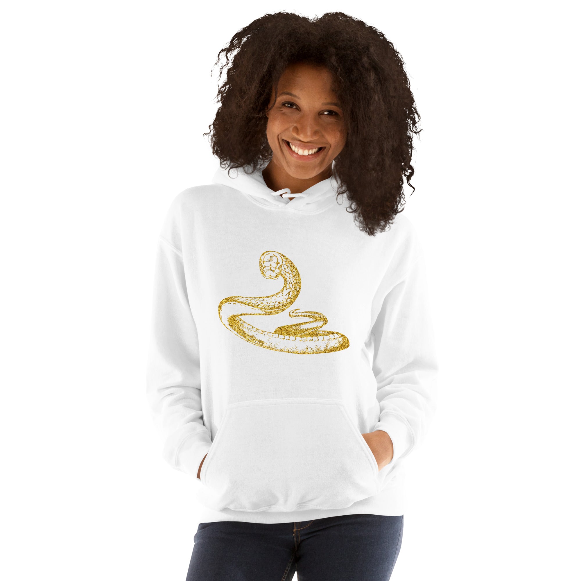 Unisex Hoodie- Snake Gold Print