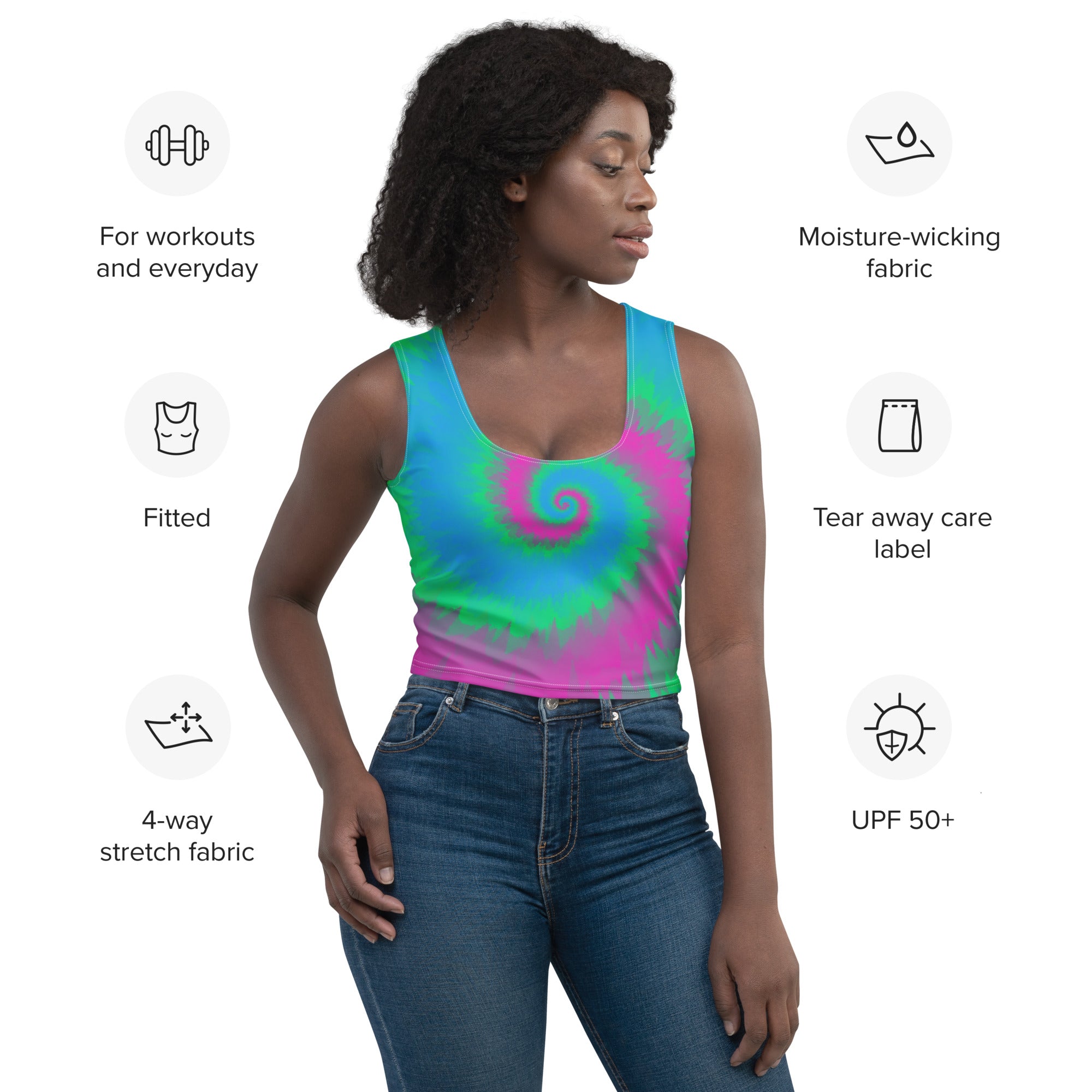 Crop Top-Tie Dye Spiral - Polysexual