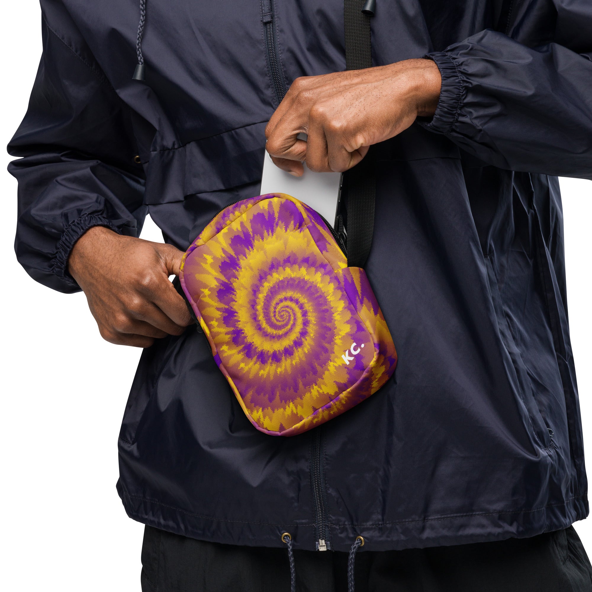 Utility crossbody bag-Tie Dye Spiral - Intersex