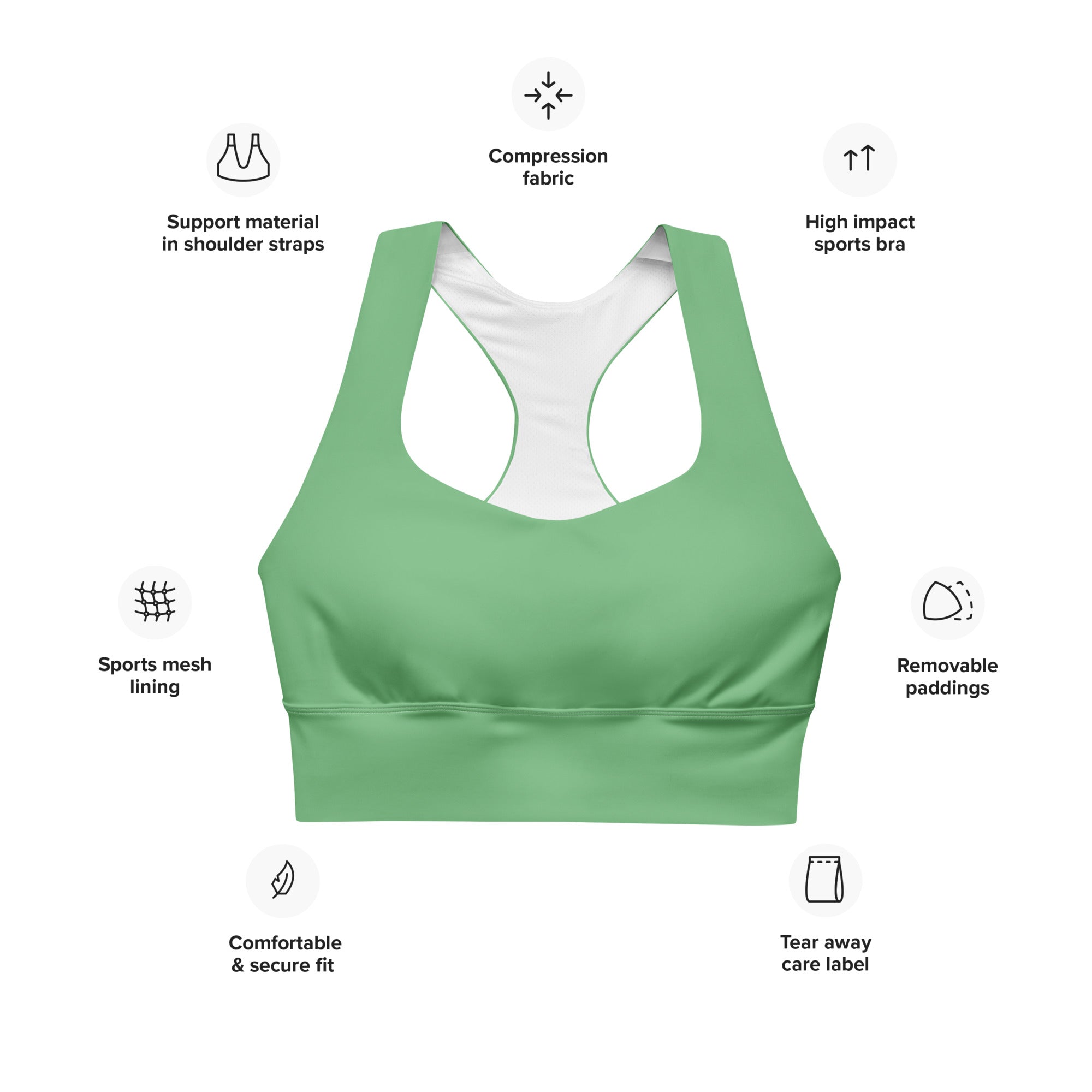 Longline sports bra- Bay Leaf