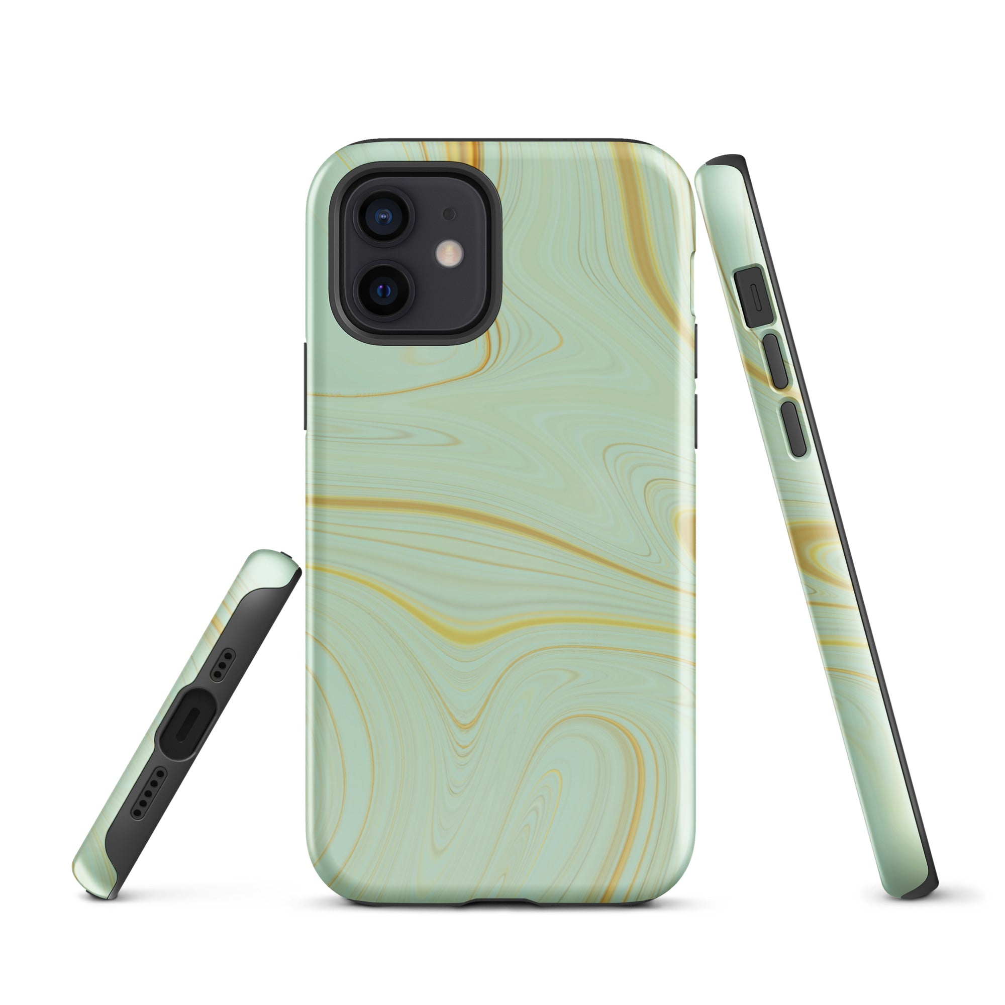 Tough Case for iPhone®- Liquid Gold Marble Green