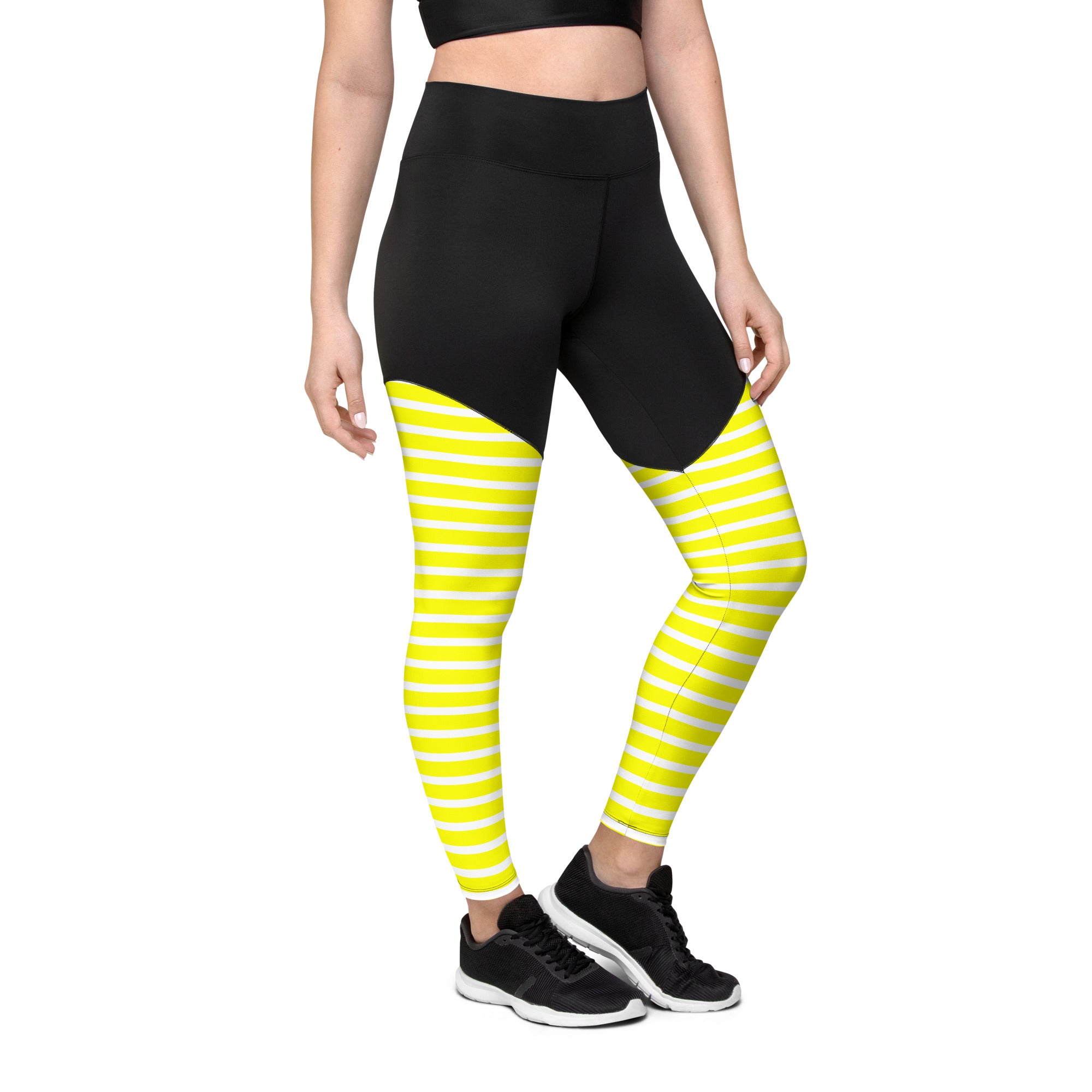 Sports Leggings- Yellow Stripes