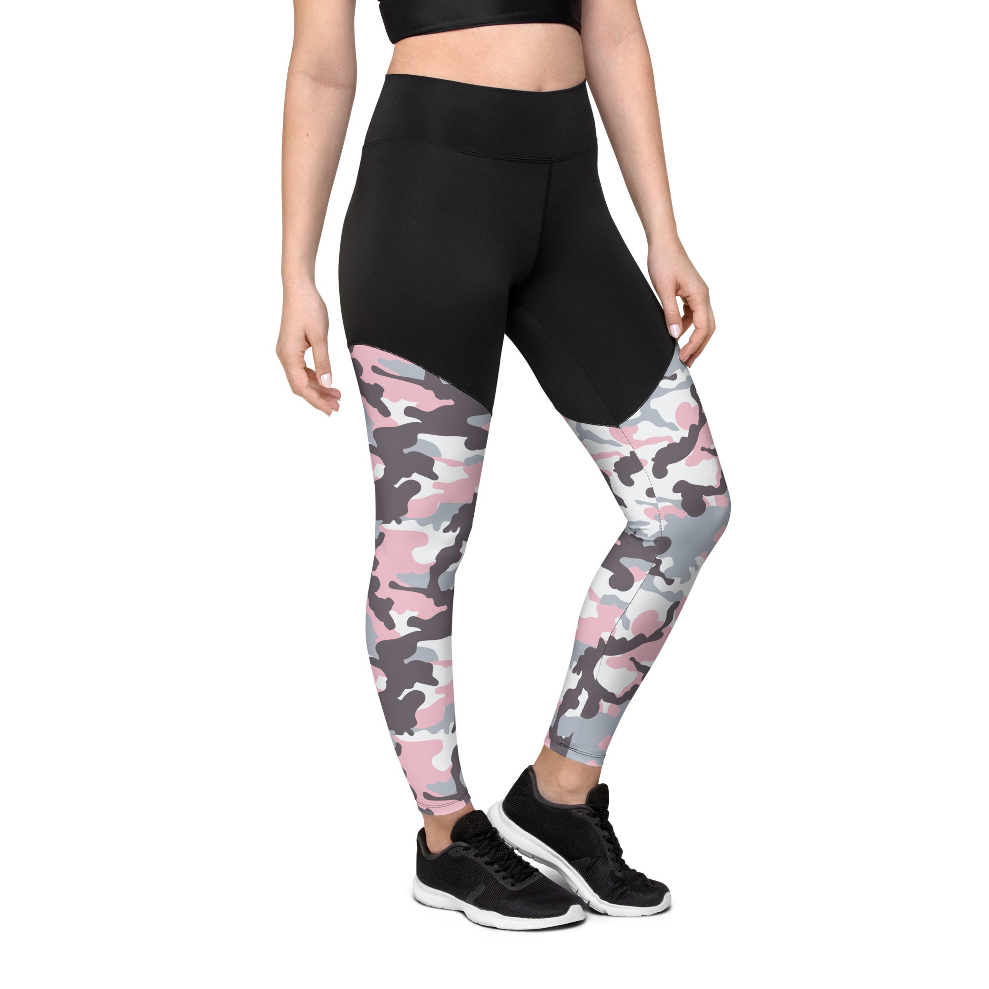 Sports Leggings- Camo Light Pink