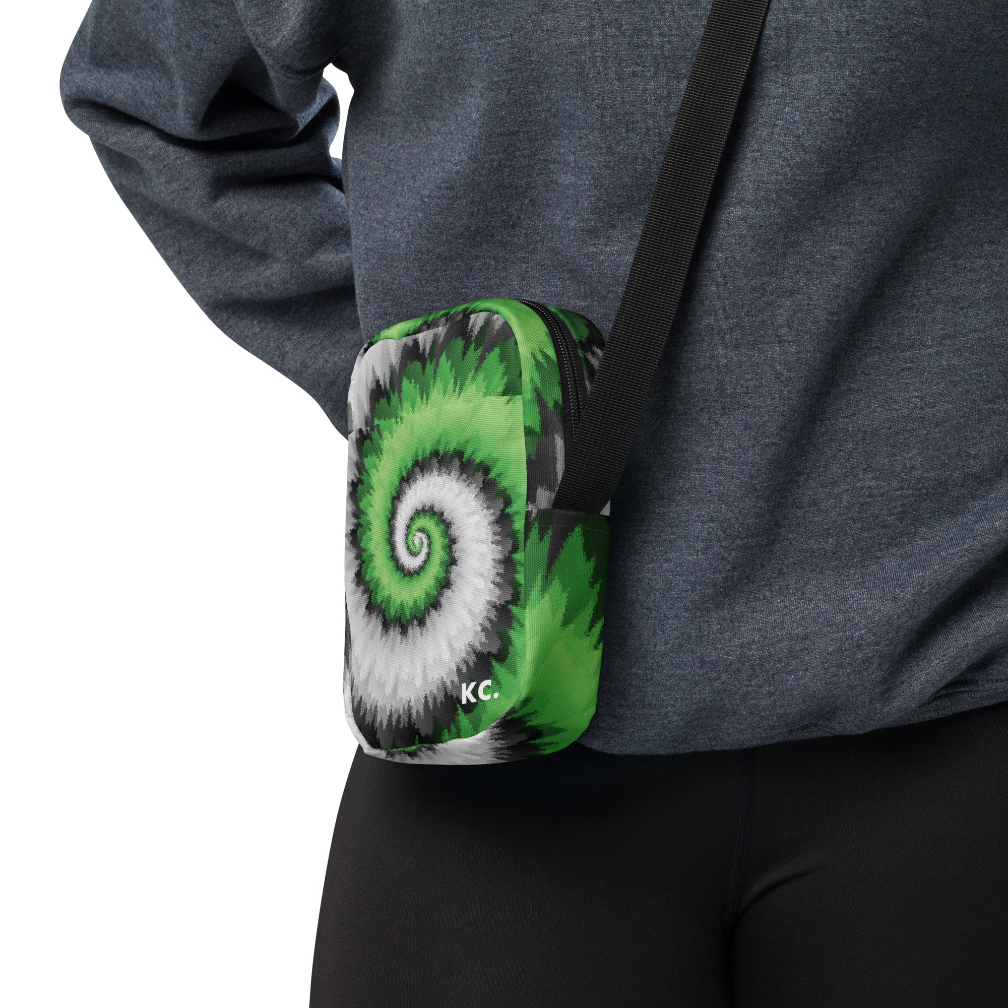 Utility crossbody bag-Tie Dye Spiral - Aromantic