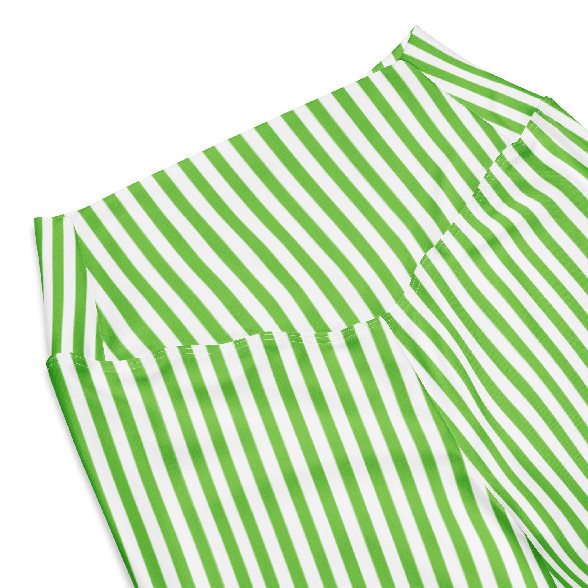 Flare leggings- White and Green Stripes