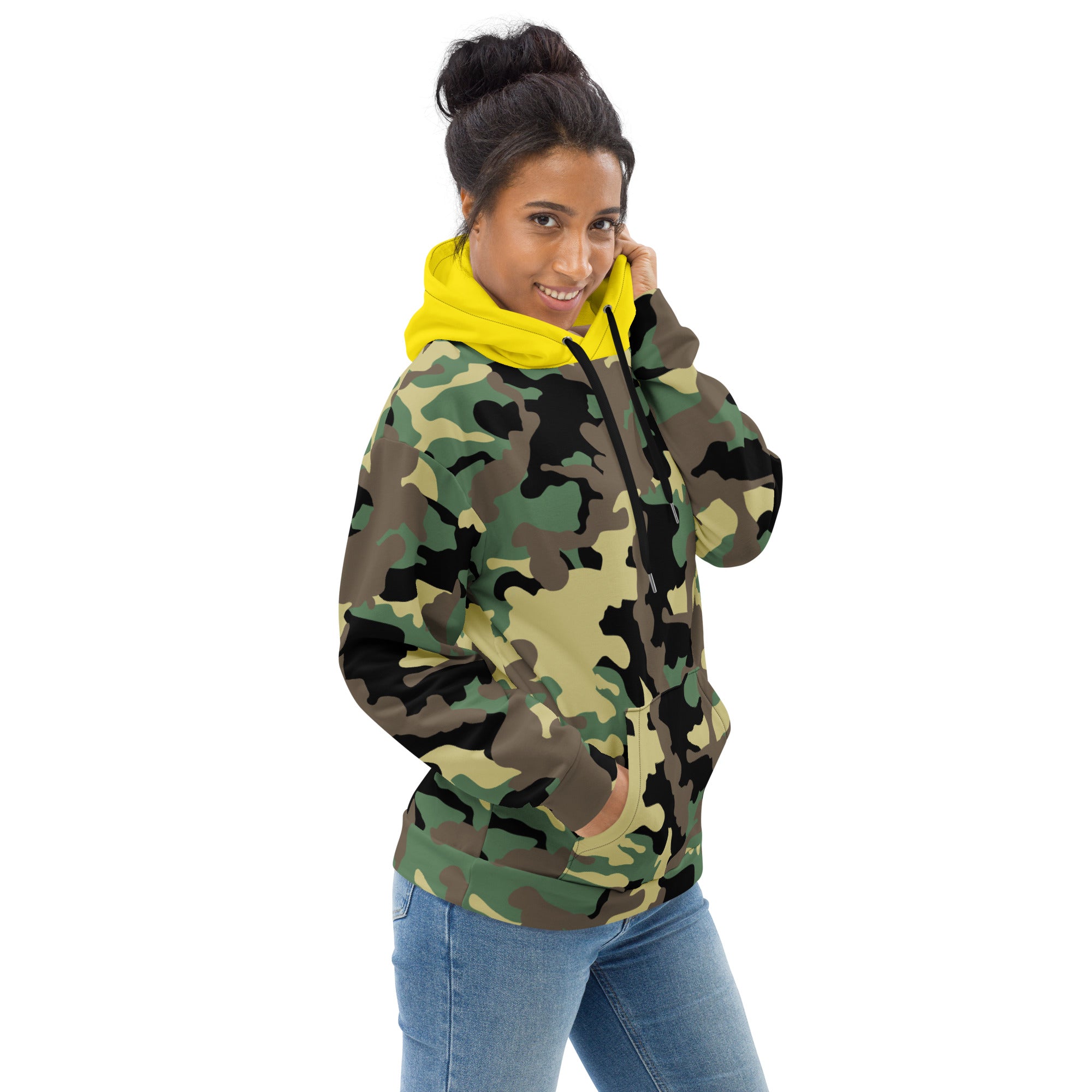 Unisex Hoodie-Jungle Camo with Highvisibility Yellow Hood