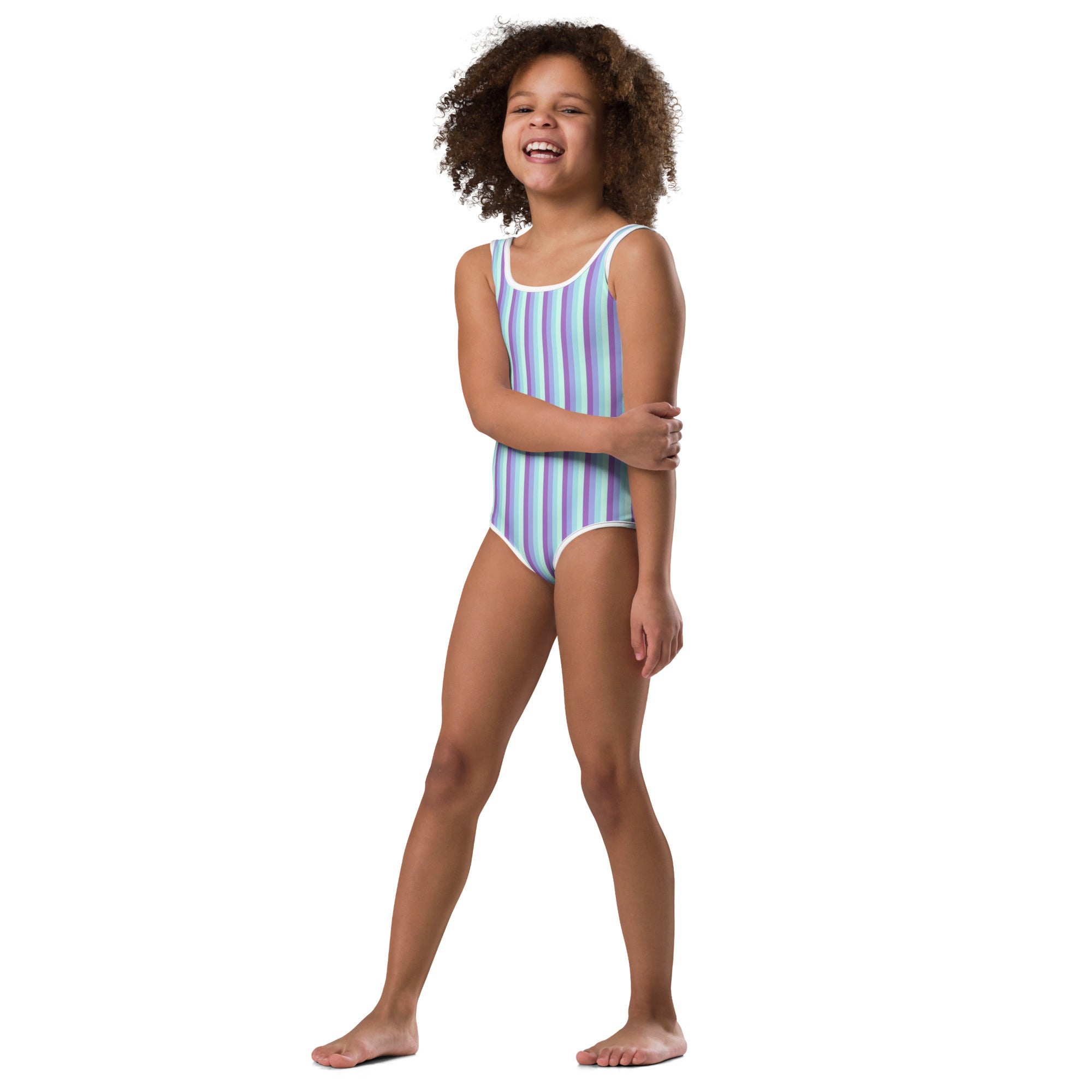 Colorful Striped Kids Swimsuit IX
