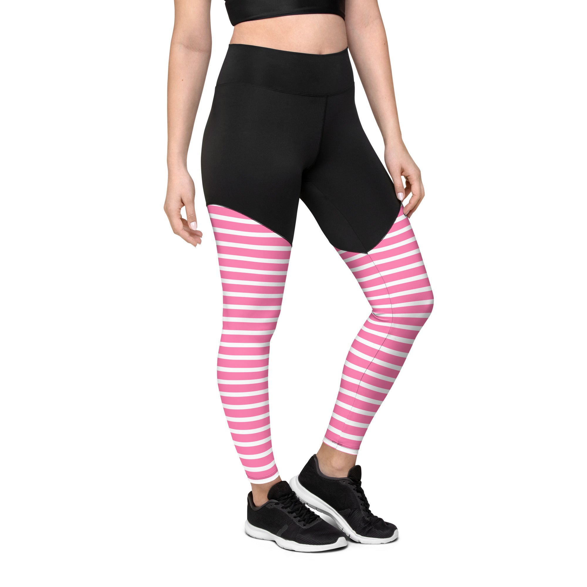 Sports Leggings- Pink Stripes