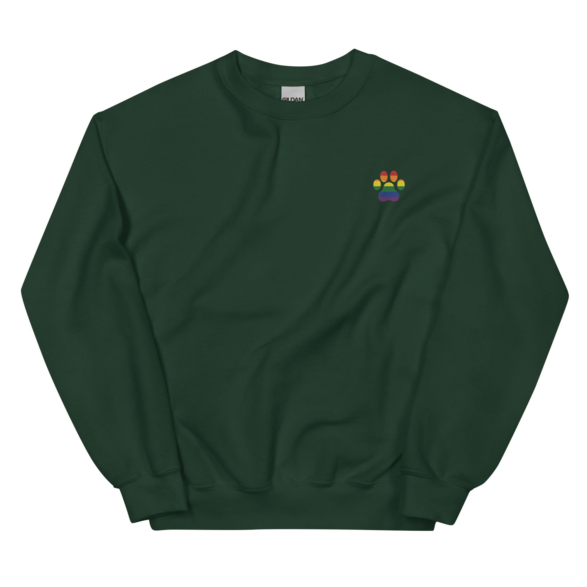 Dog Paw Embroidered Unisex Sweatshirt-Rainbow