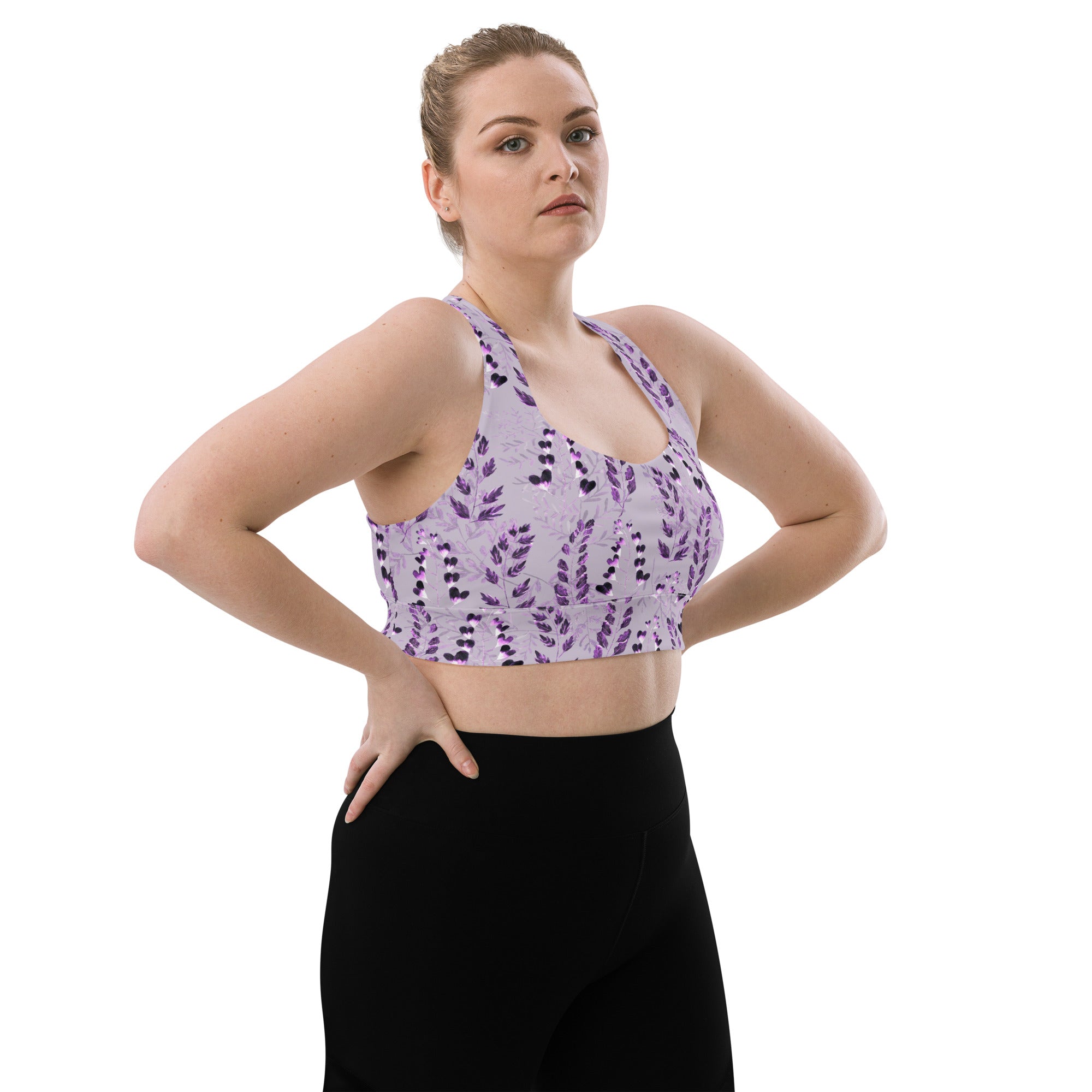 Longline sports bra- Purple Fern