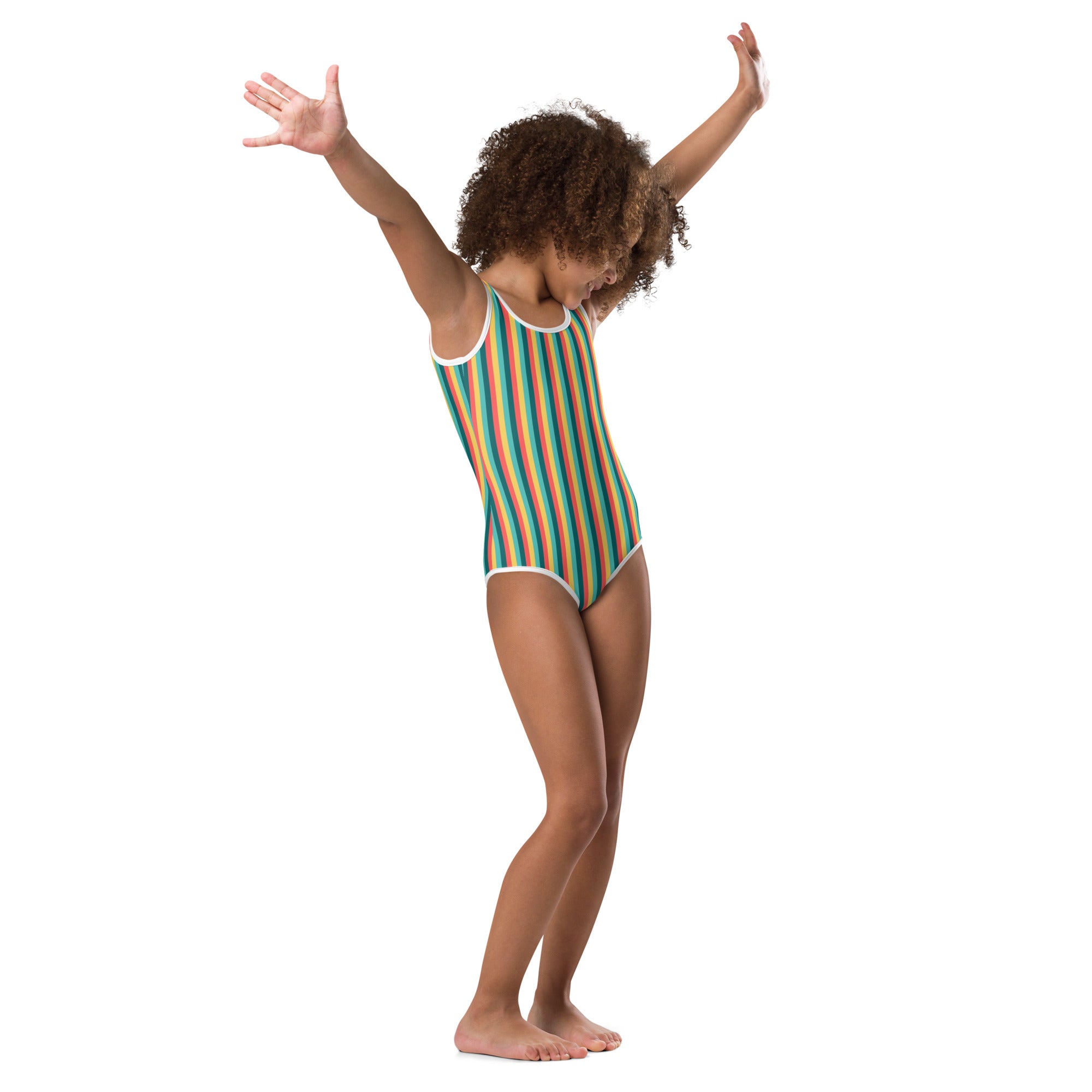 Colorful Striped Kids Swimsuit X