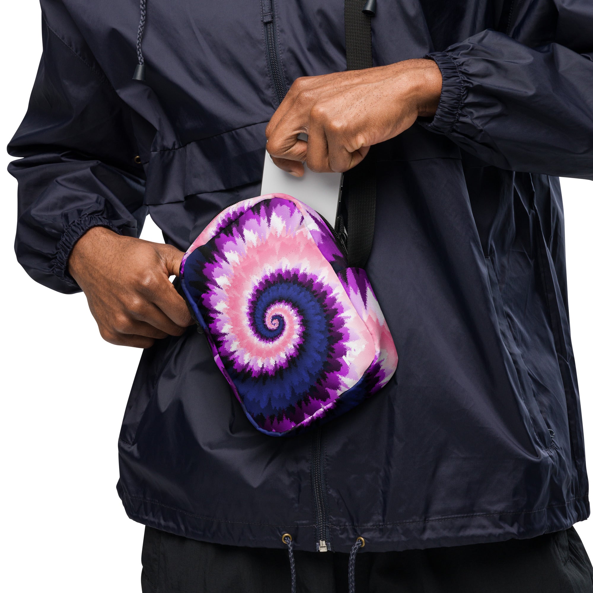 Utility crossbody bag-Tie Dye Spiral - Genderfluid