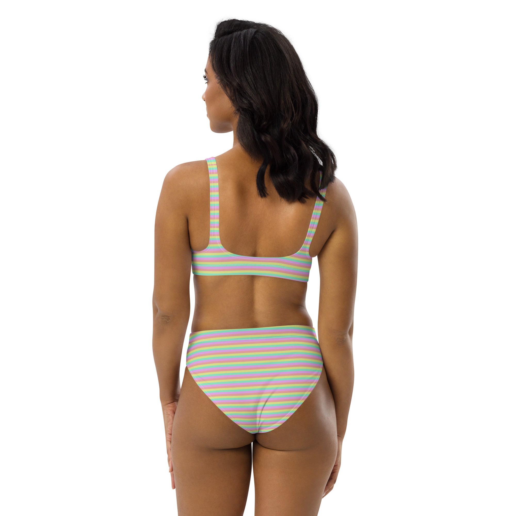 Recycled High-Waisted Colorful Striped Bikini XII
