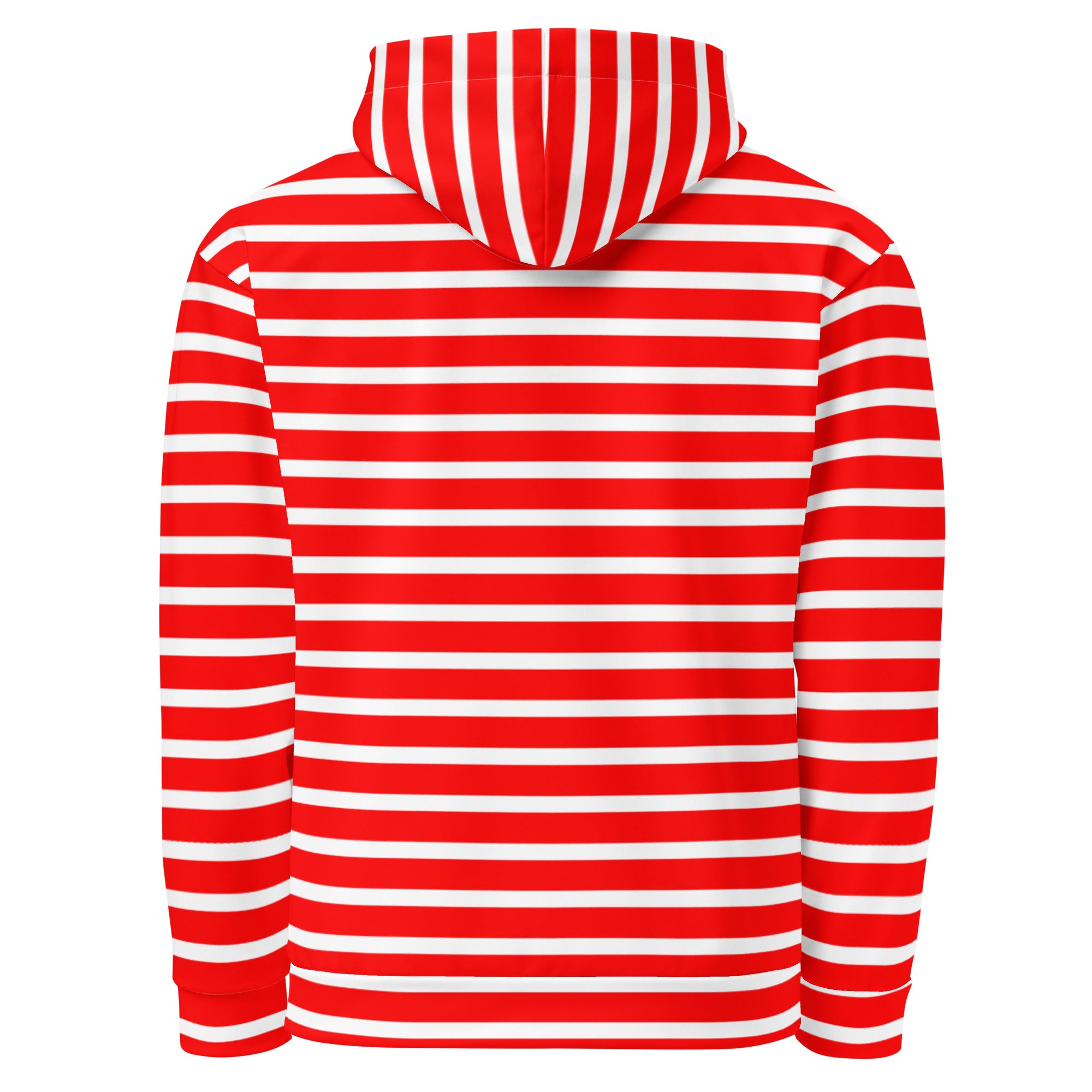 Unisex Hoodie- White and Red Striped
