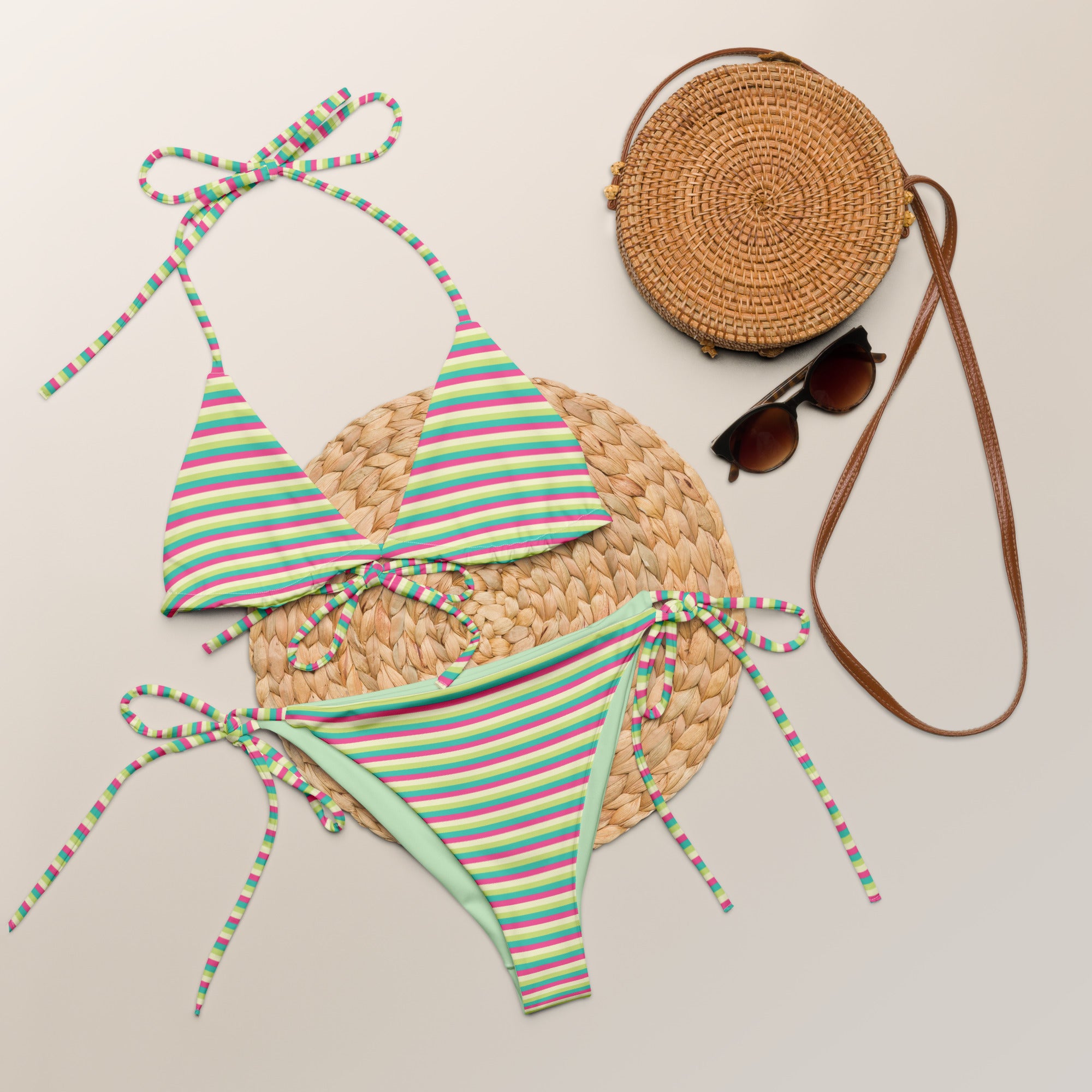 Recycled Colorful Striped String Bikini III