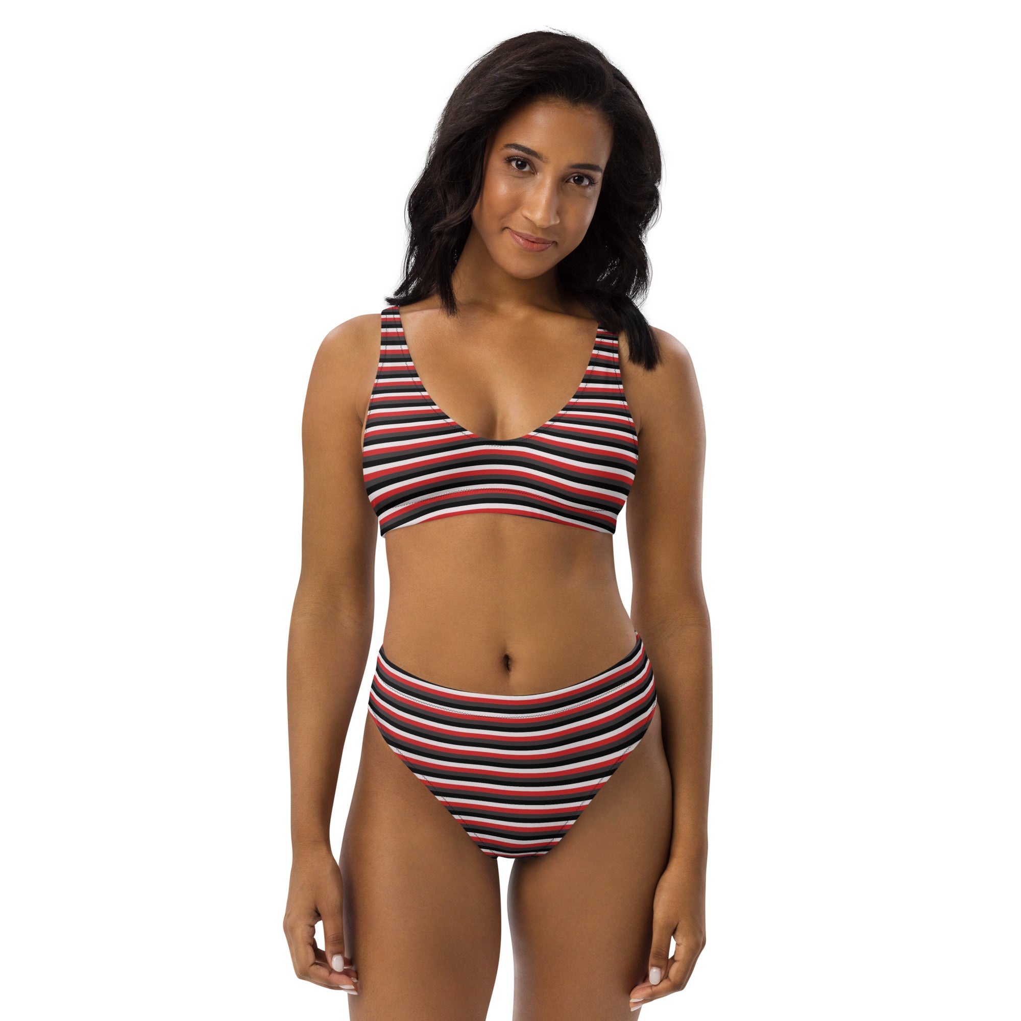 Recycled High-Waisted Colorful Striped Bikini VIII