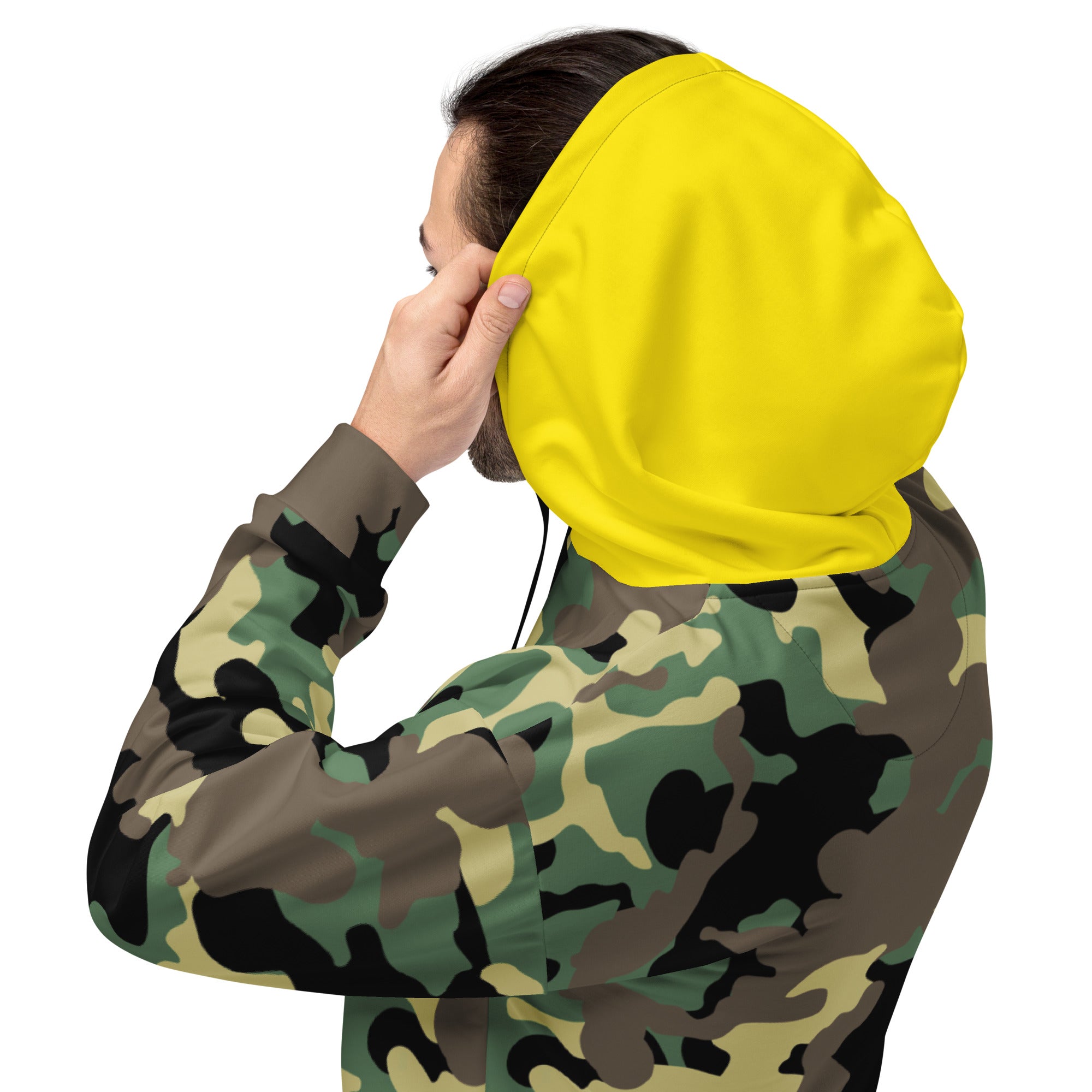 Unisex Hoodie-Jungle Camo with Highvisibility Yellow Hood