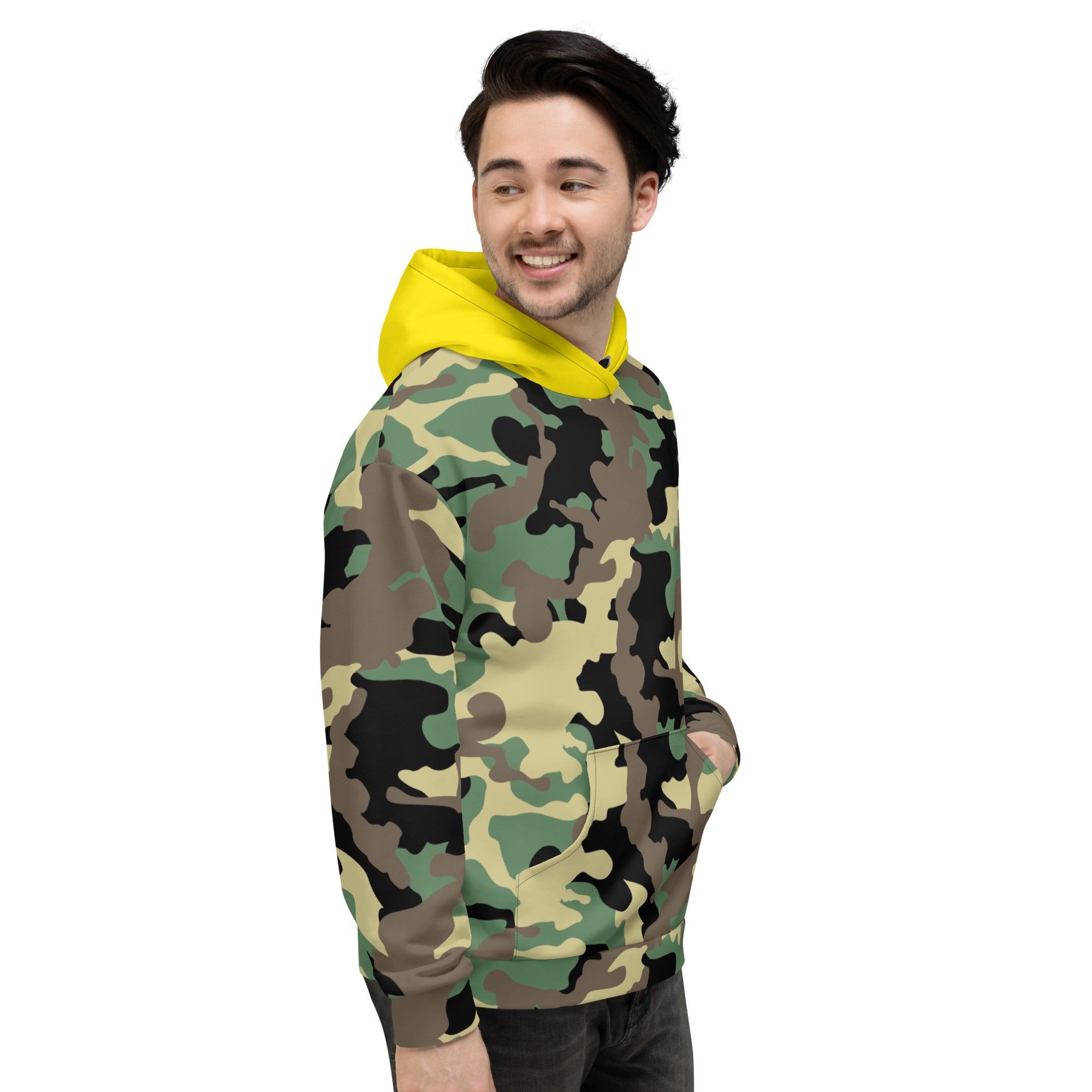 Unisex Hoodie-Jungle Camo with Highvisibility Yellow Hood