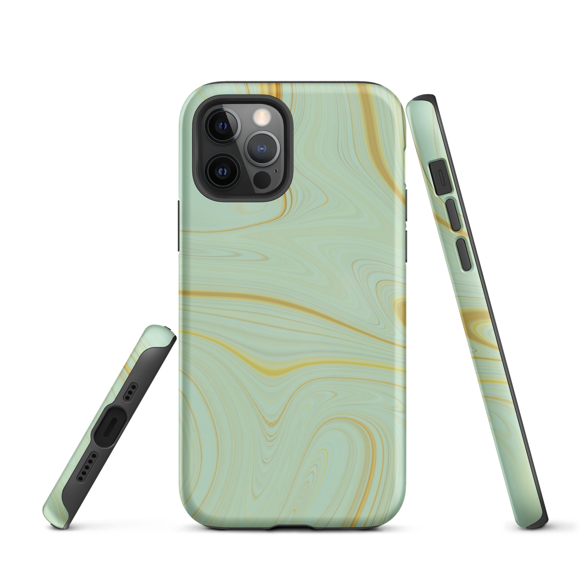 Tough Case for iPhone®- Liquid Gold Marble Green