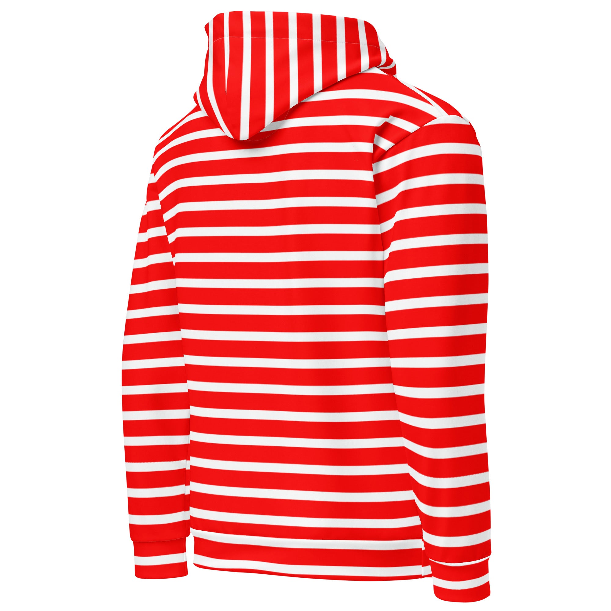 Unisex Hoodie- White and Red Striped