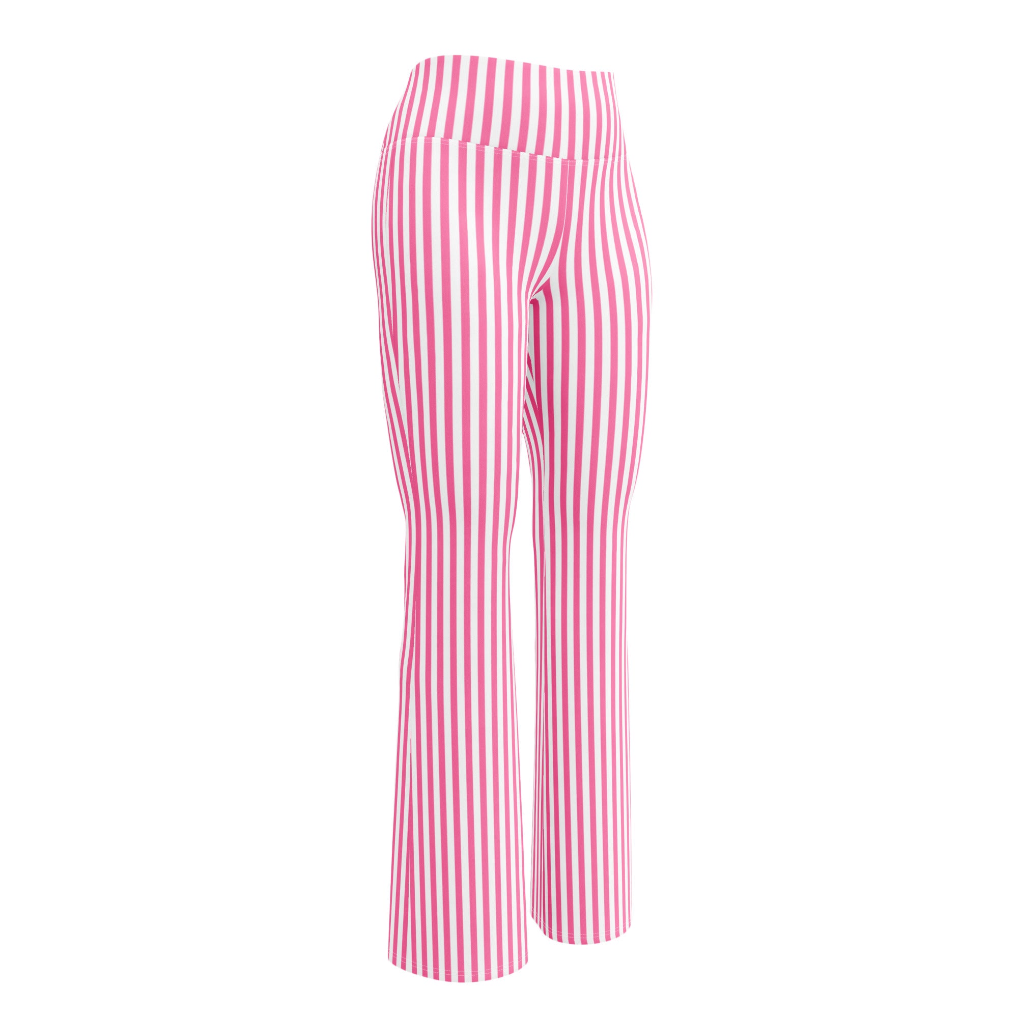 Flare leggings- White and Pink Stripes