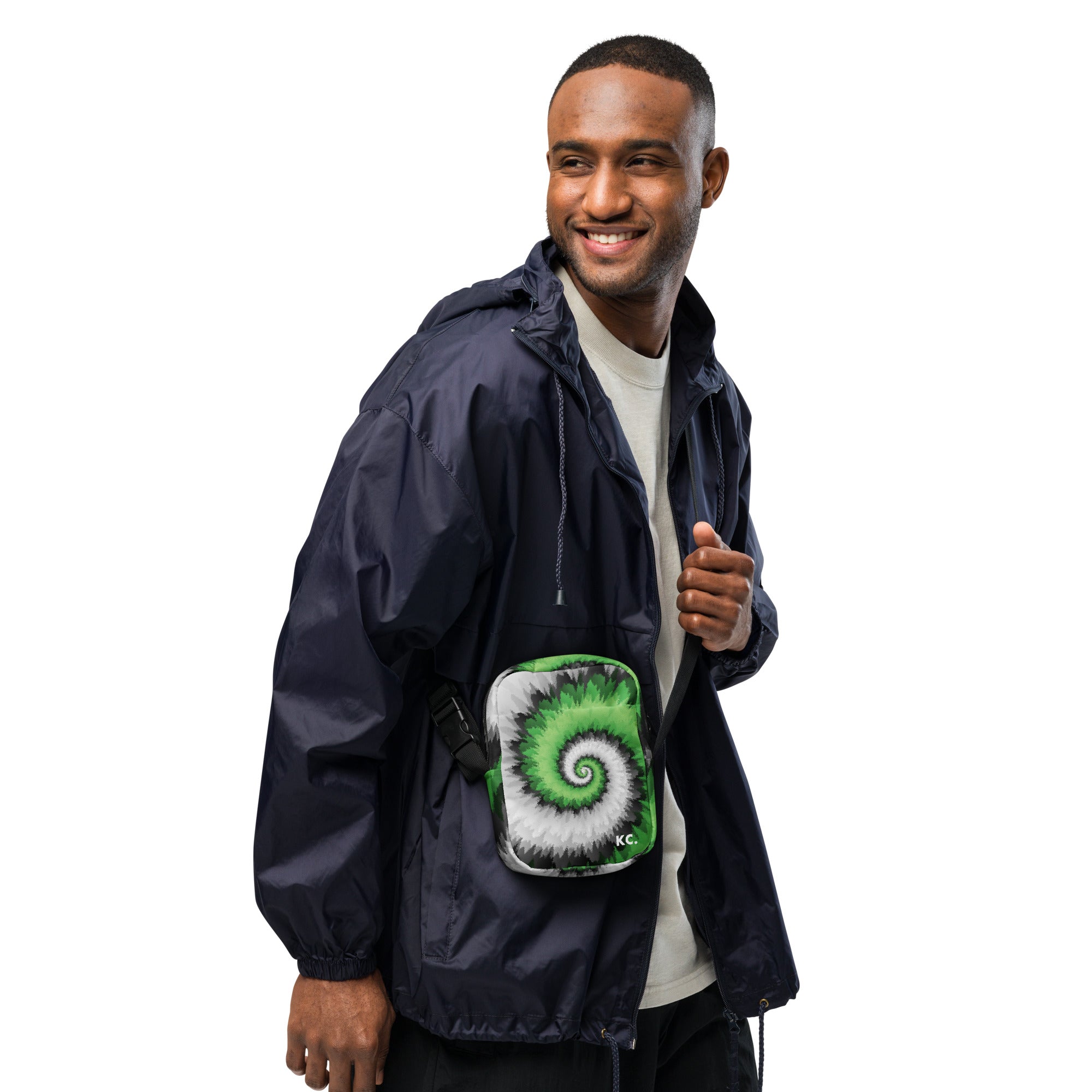 Utility crossbody bag-Tie Dye Spiral - Aromantic