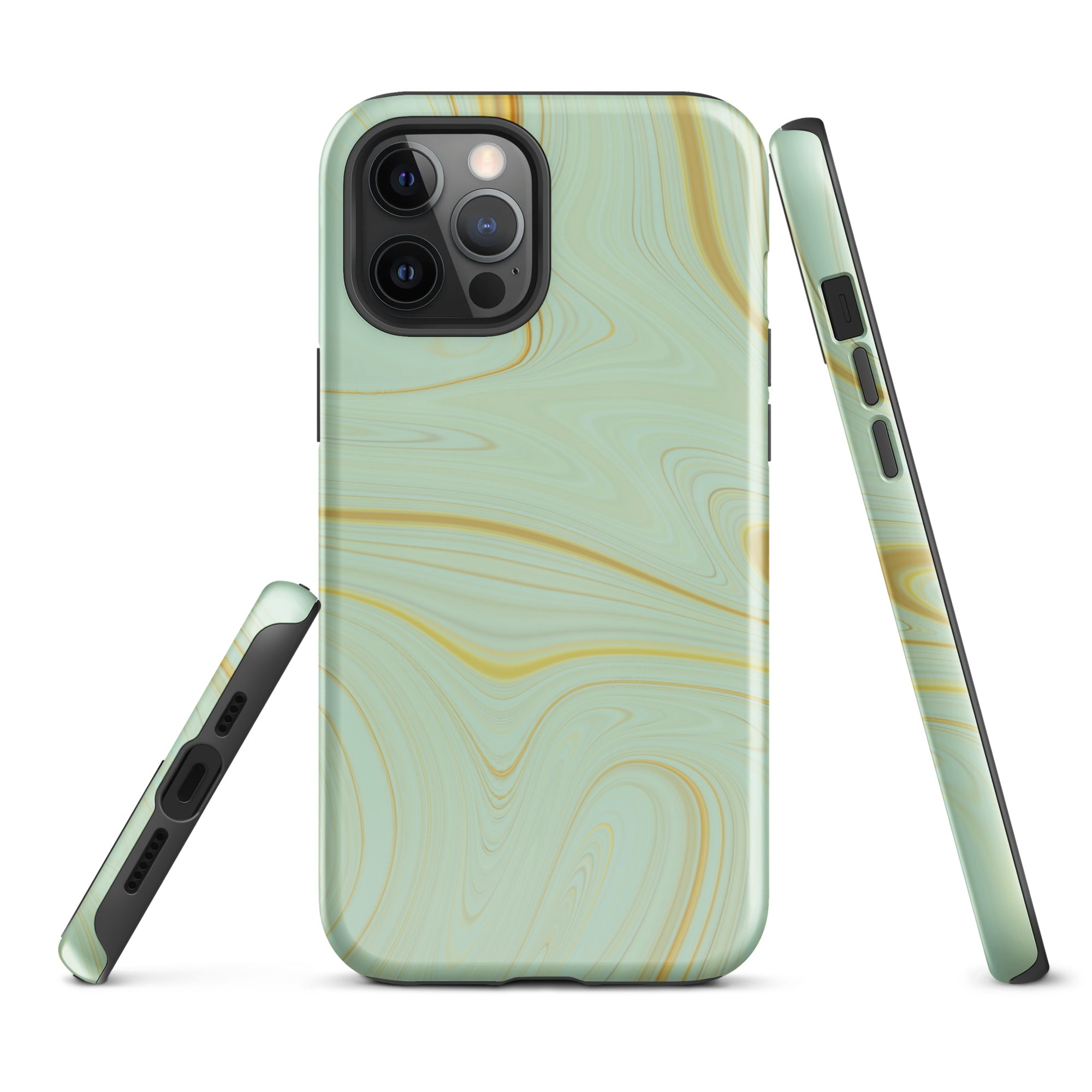Tough Case for iPhone®- Liquid Gold Marble Green