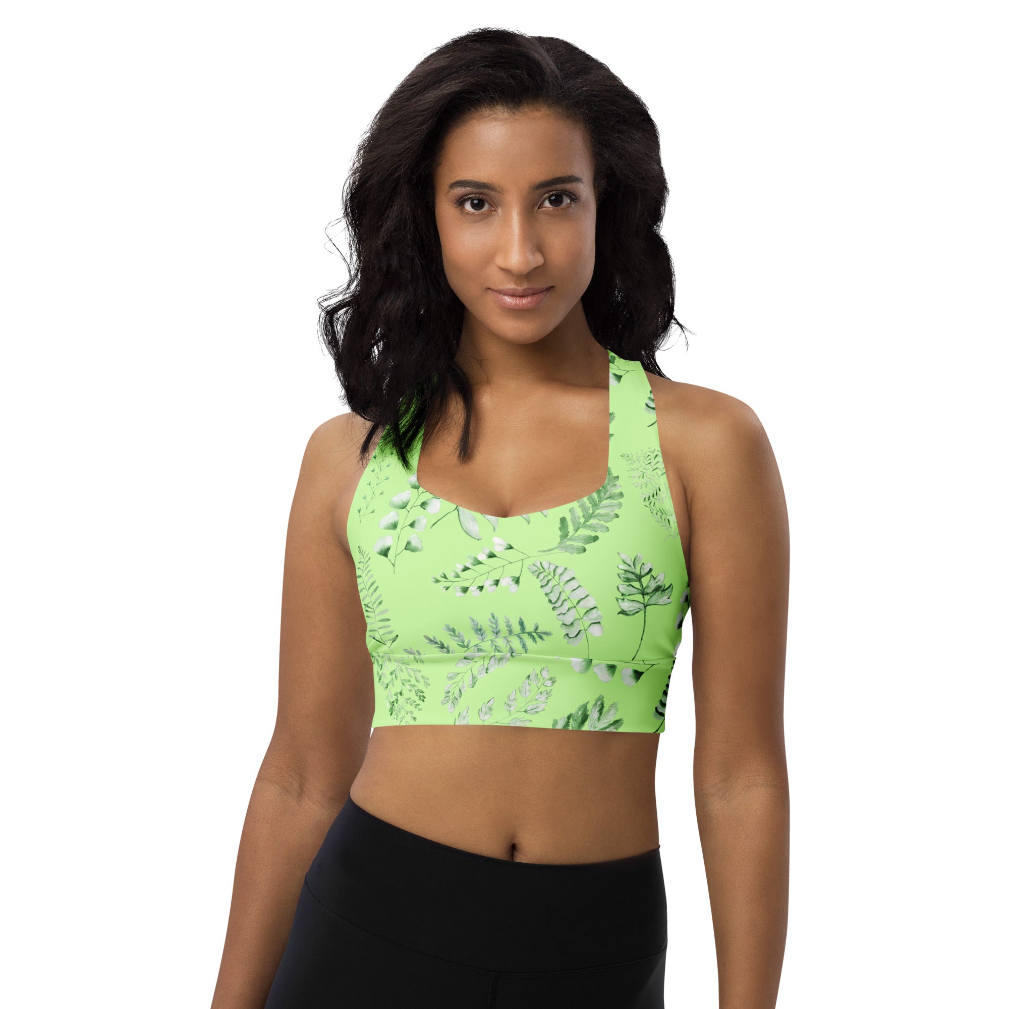 Longline sports bra- Green Fern