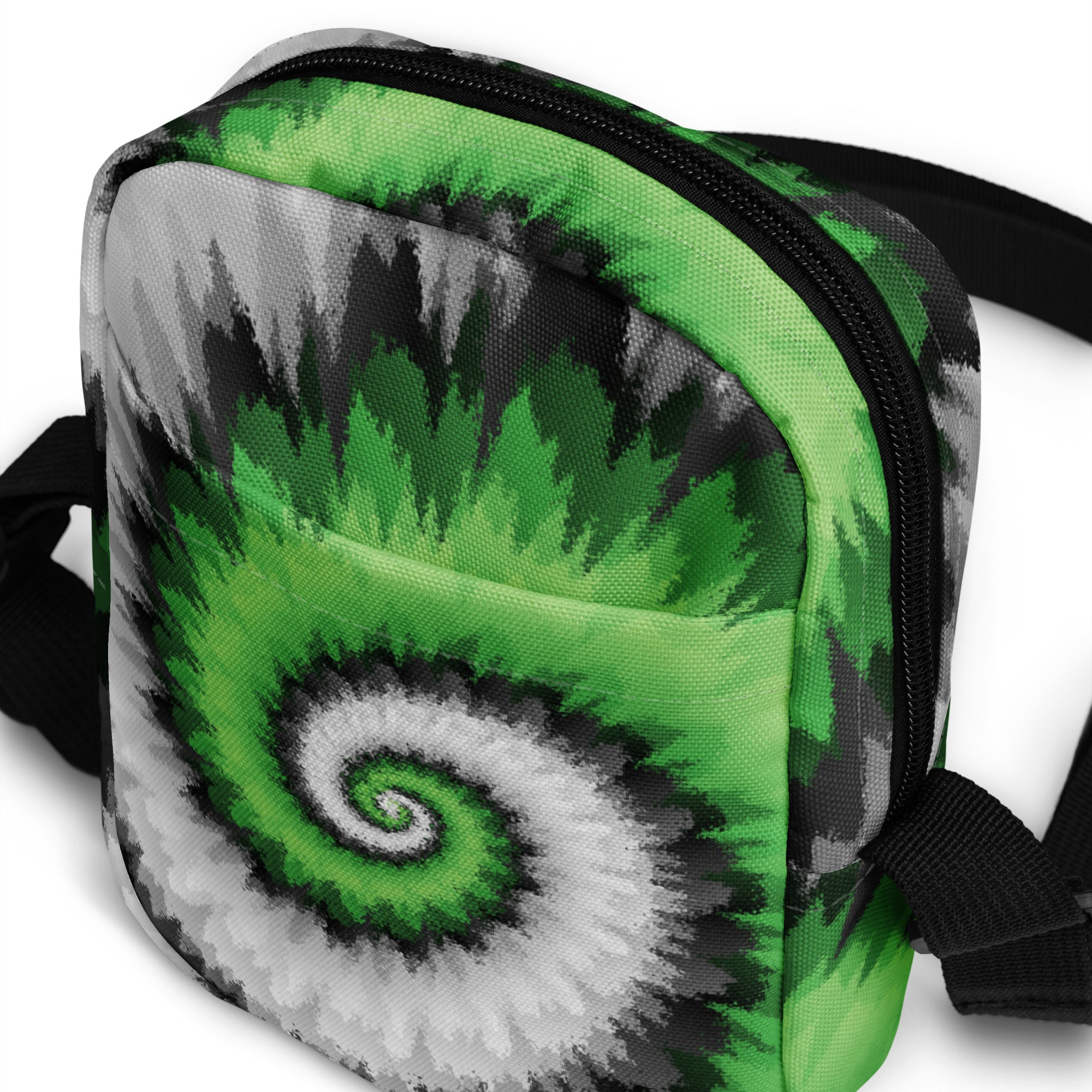 Utility crossbody bag-Tie Dye Spiral - Aromantic