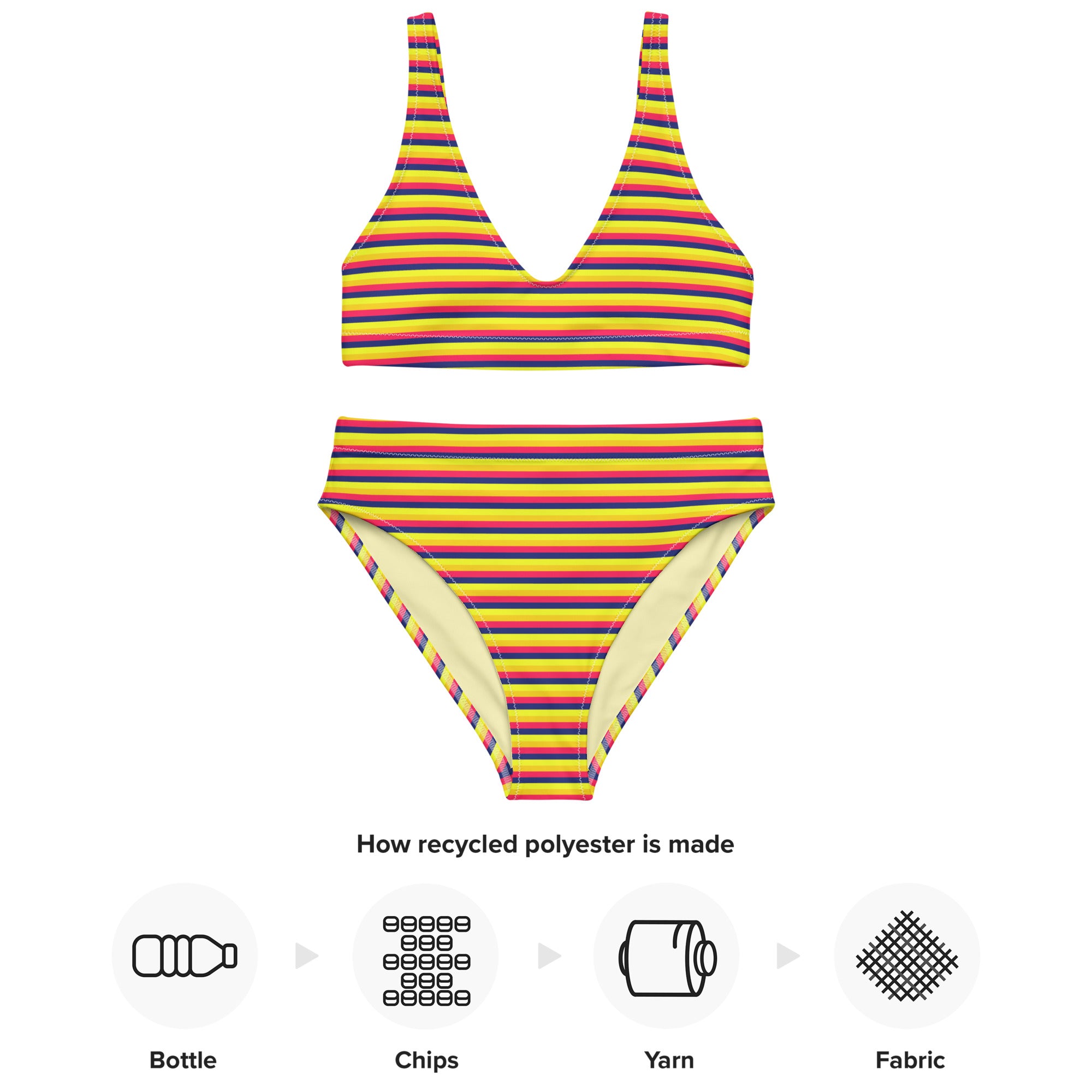 Recycled High-Waisted Colorful Striped Bikini VII