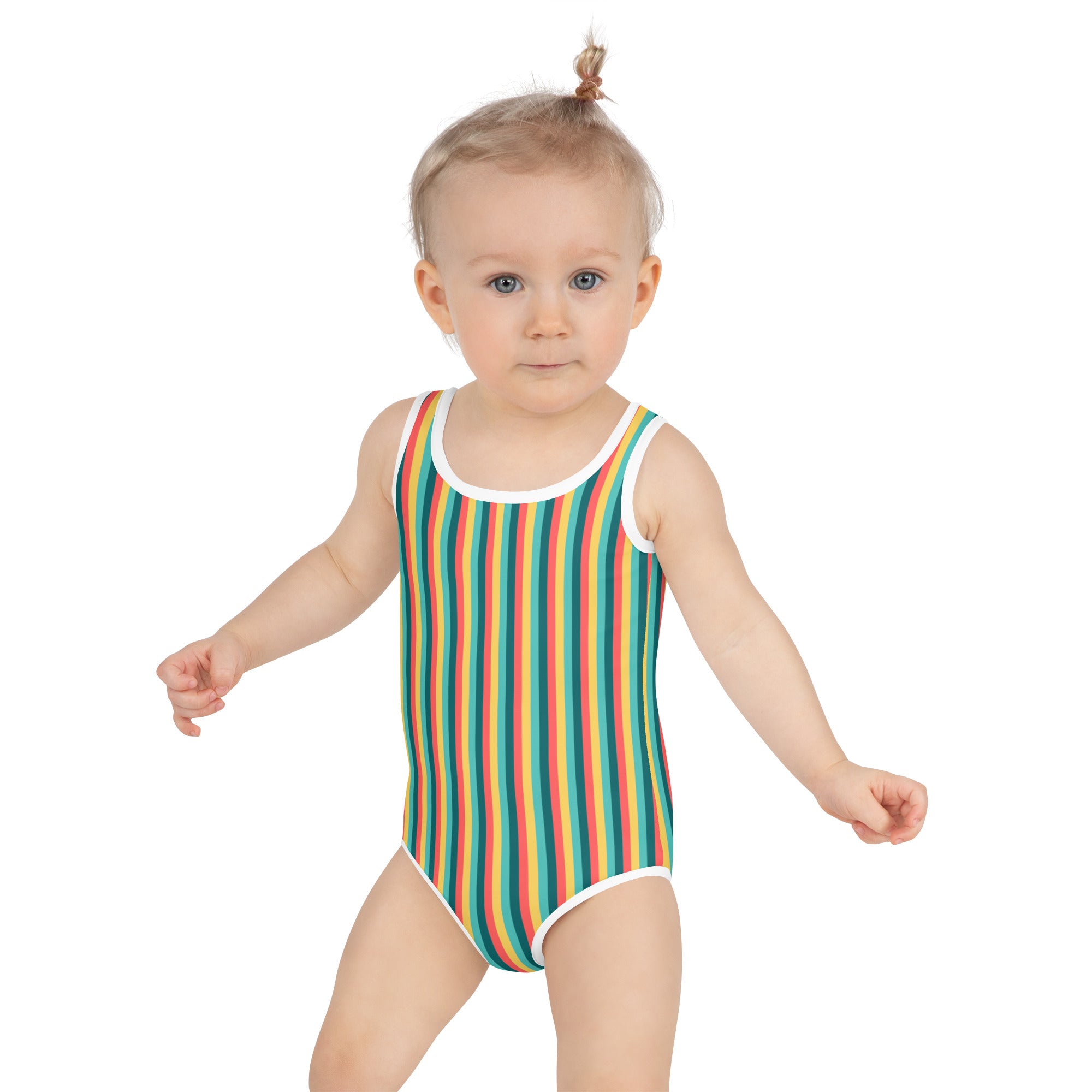 Colorful Striped Kids Swimsuit X