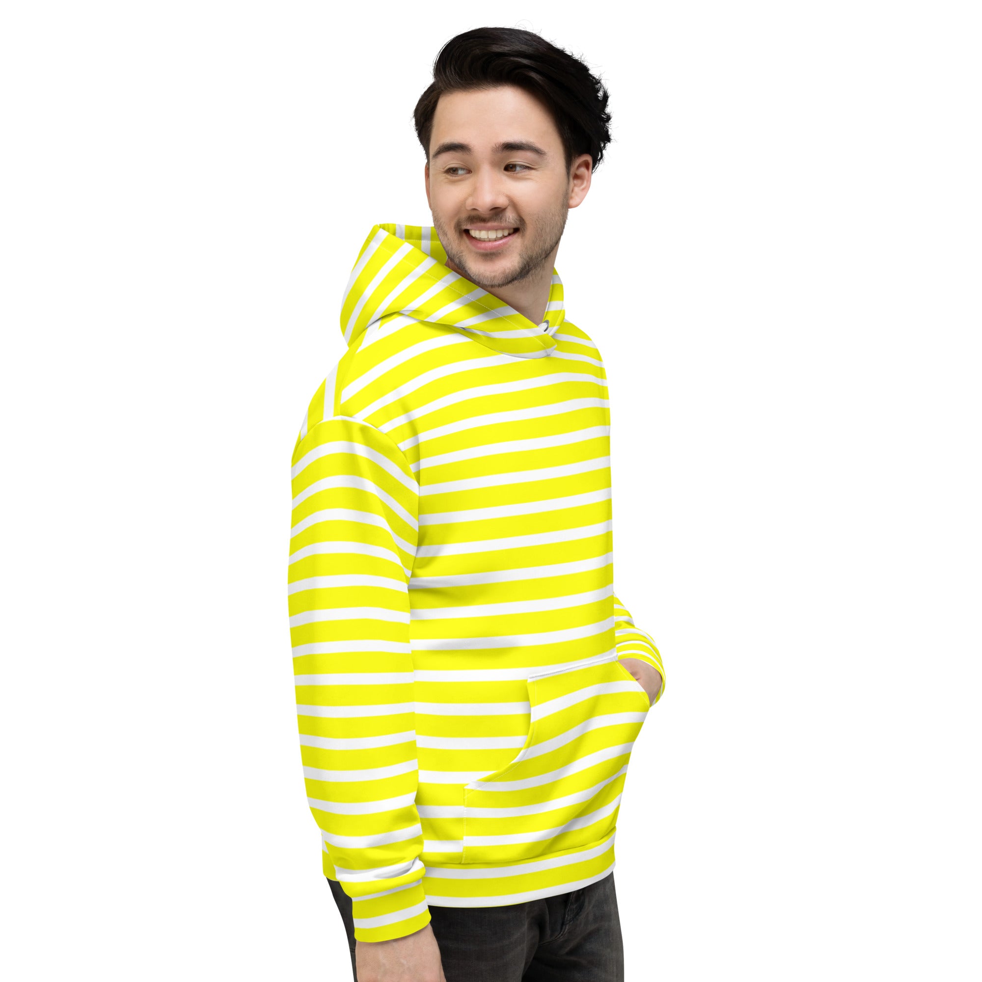 Unisex Hoodie- White and Yellow Striped
